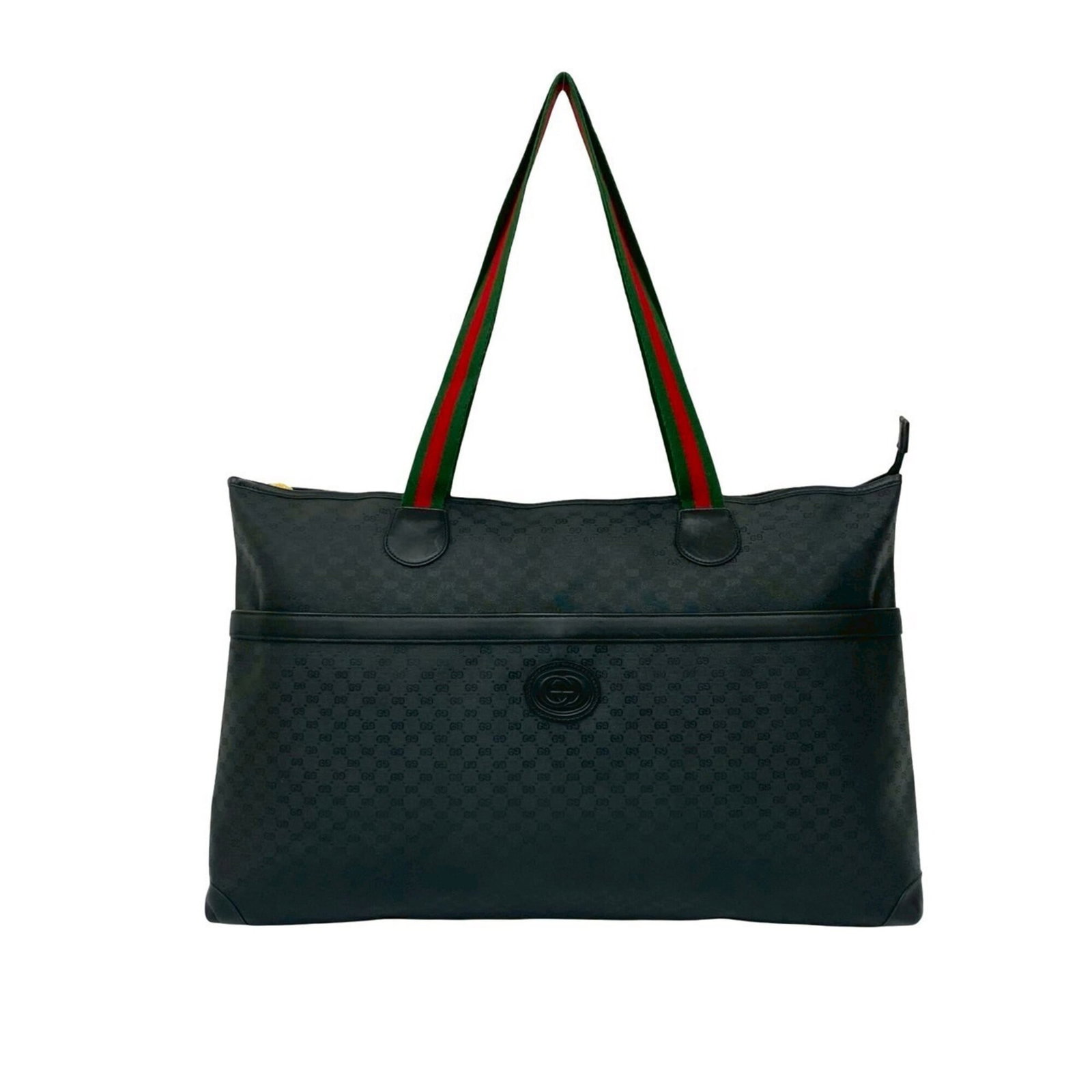 Gucci Tote Bag Leather Pvc: Gucci Tote Bag Leather Pvc Gucci Tote Bag in Black, Green, and Red. This used tote bag features a unique combination of leather and PVC materials, giving it a distinctive look and feel. With its class
