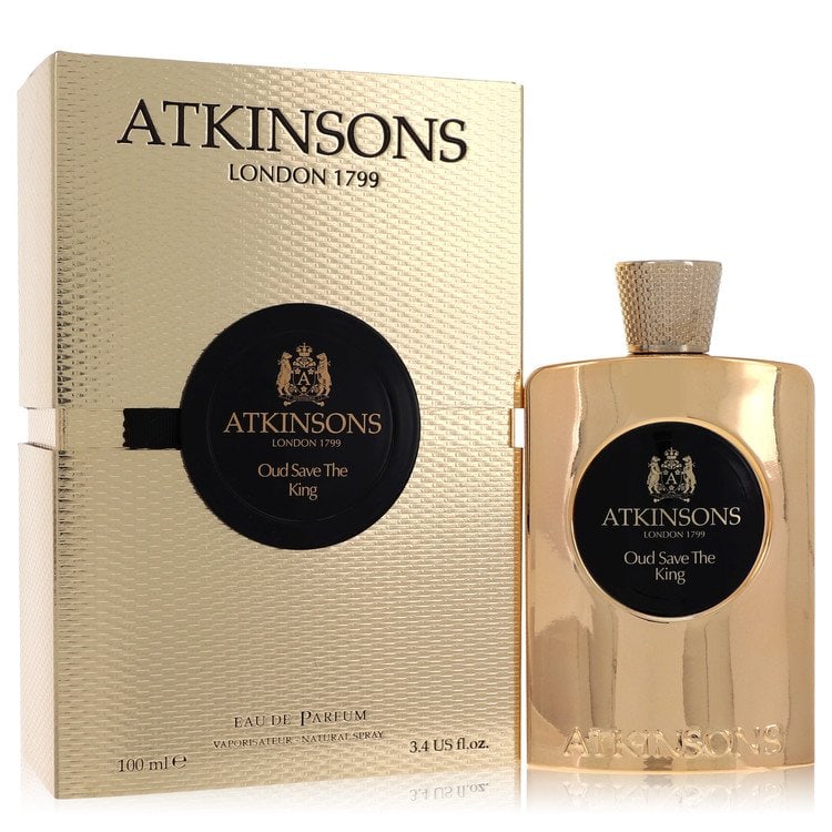Oud Save The King Cologne By Atkinsons Eau De Parfum Spray: Oud Save The King Cologne By Atkinsons Eau De Parfum Spray Atkinsons Eau De Parfum Spray Oud Save The King Cologne in its original 3.3 oz size, offering a fragrance experience with notes of oud for me