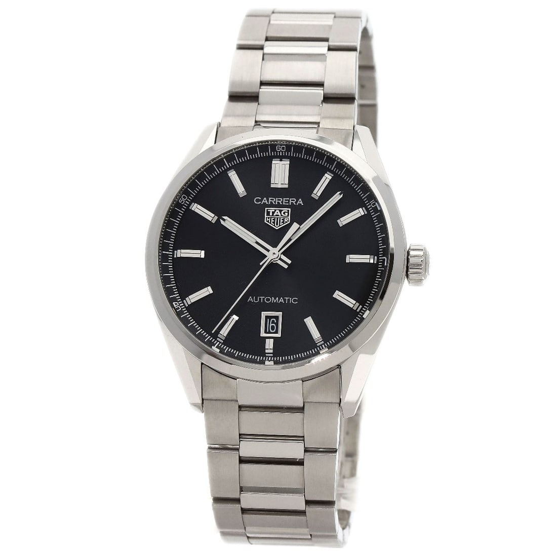 Carrera watches Caliber 5 stainless steel watch: Carrera watches Caliber 5 stainless steel watch Stainless steel construction provides durability and a sleek appearance. The mechanical automatic movement powers an analog display, offering a classic