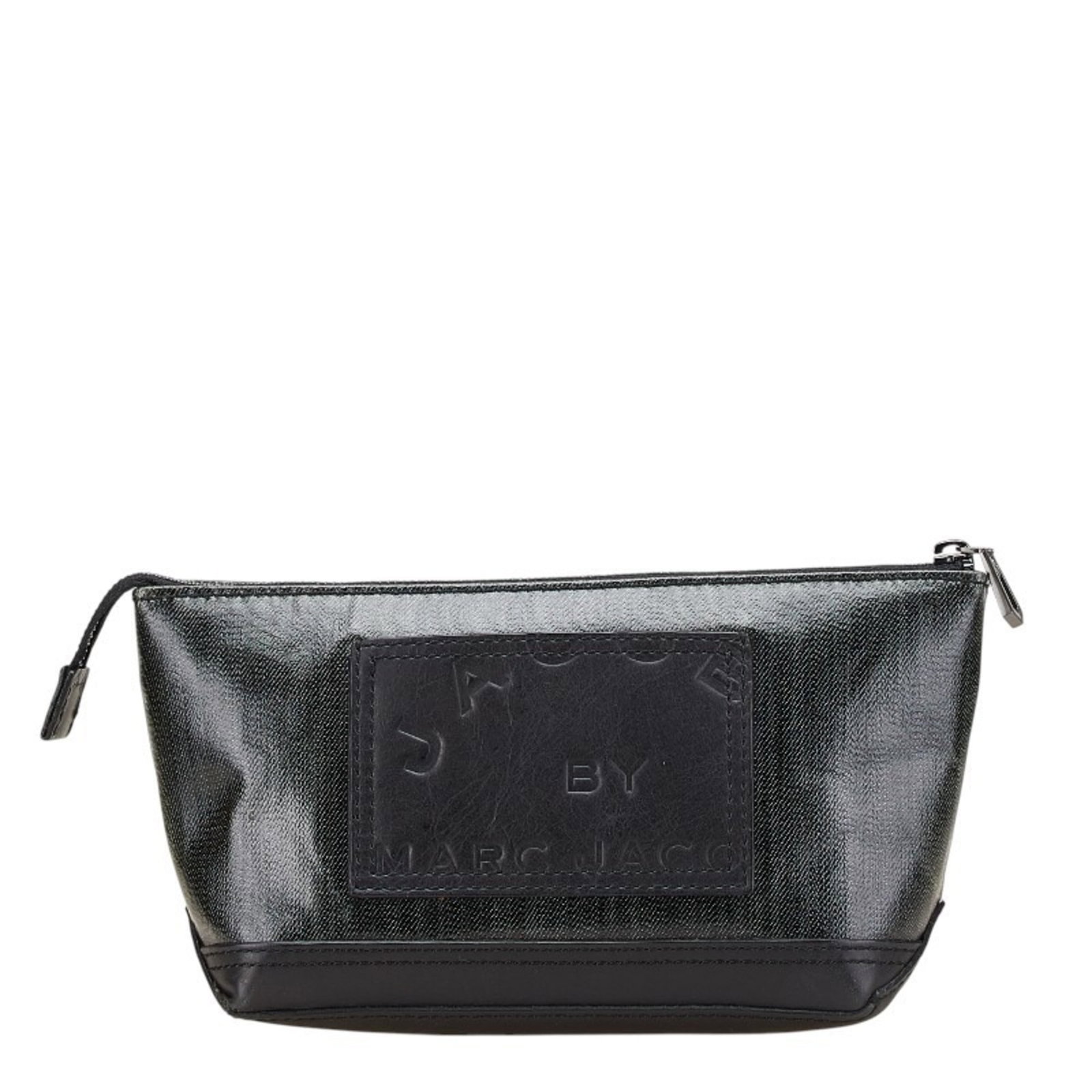 Marc Jacobs Pouch Pvc Leather: Marc Jacobs Pouch Pvc Leather This Marc Jacobs Pouch in PVC leather features a classic design with a black and khaki color combination. The pouch has a sturdy zipper closure and measures 14cm x 20cm x