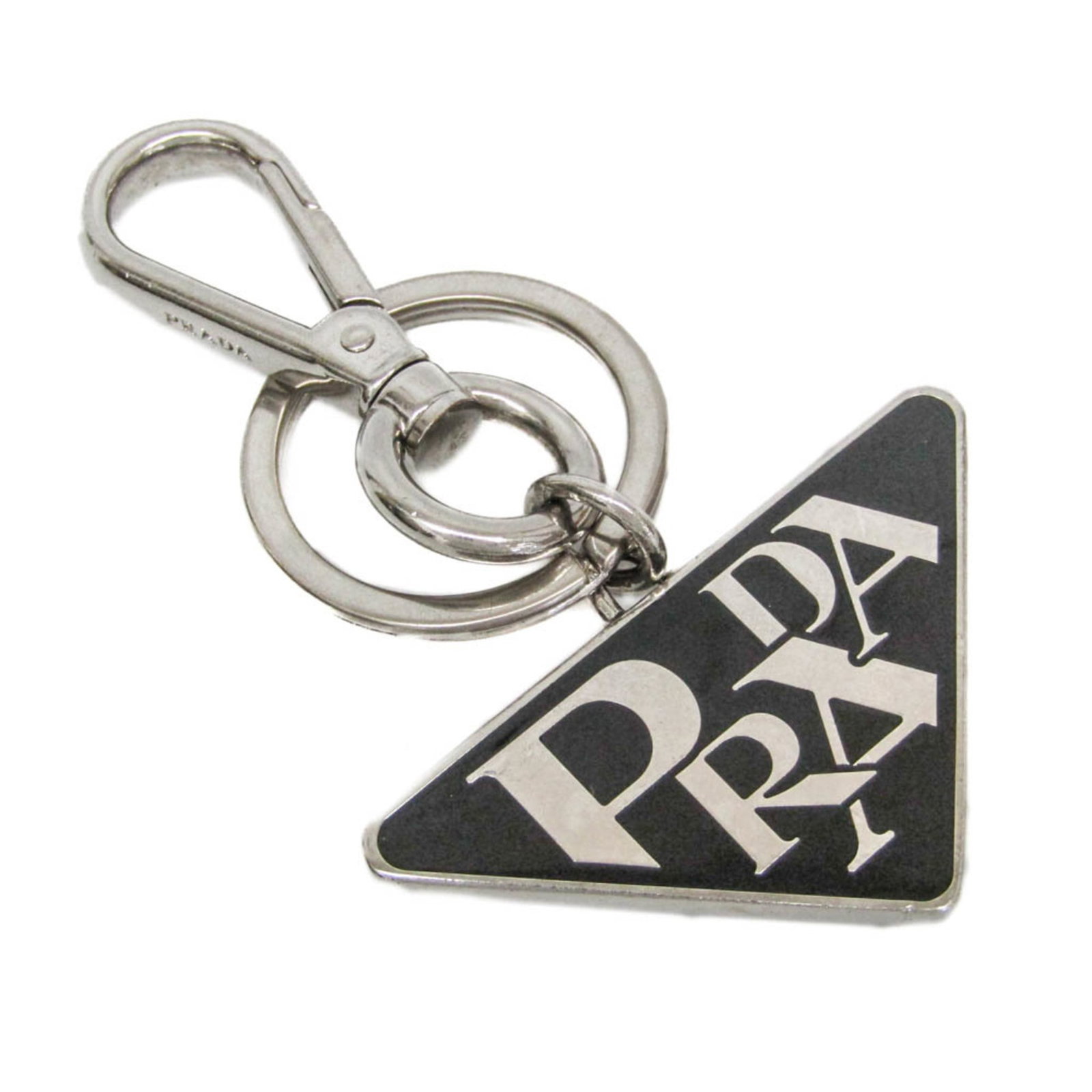 Prada Keyring Metal: Prada Keyring Metal The Prada Keyring Metal is a sleek and sophisticated accessory, featuring a durable metal construction with a subtle black finish. Its compact size makes it easy to carry, while it