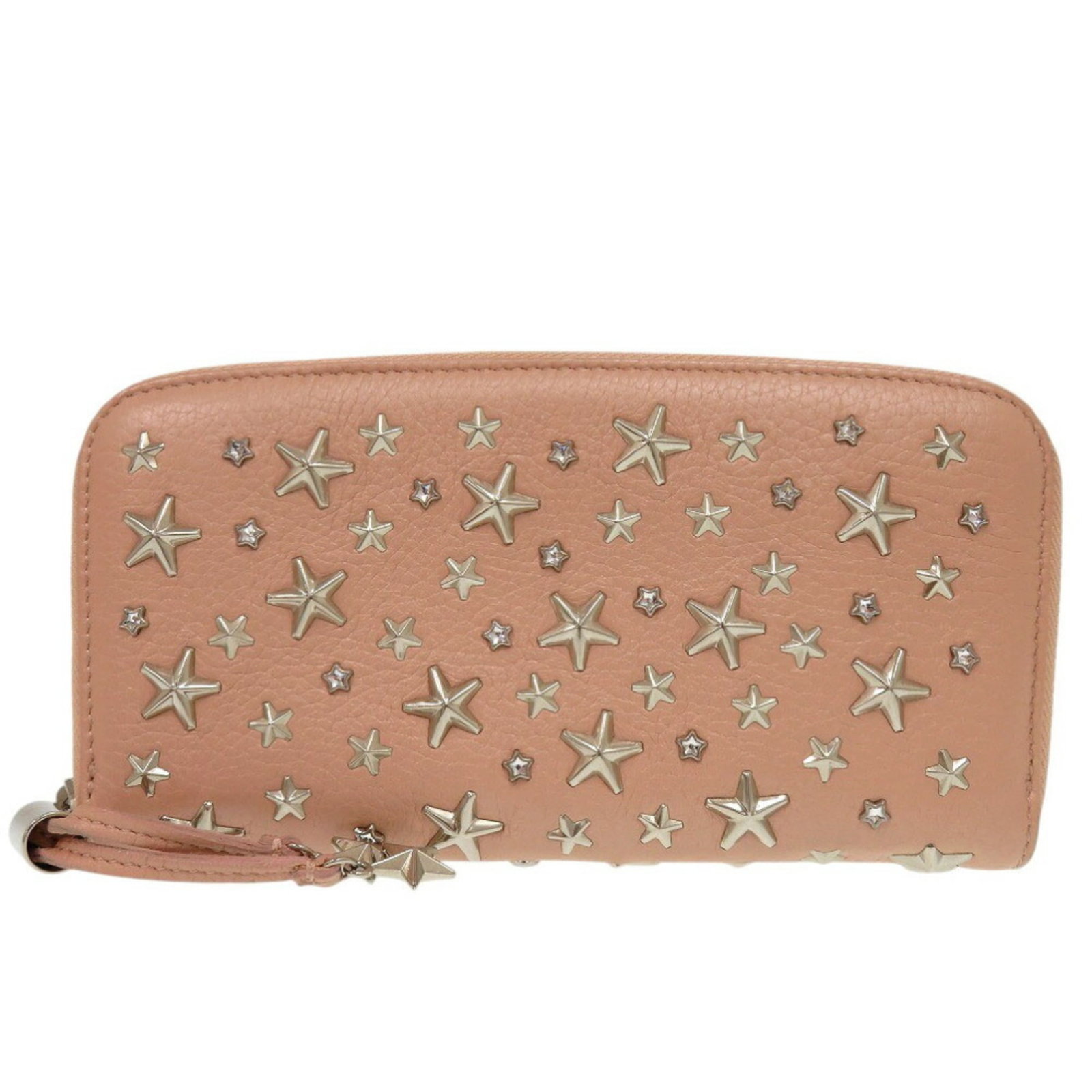 Jimmy Choo Long Wallet (Bi-Fold) Leather: Jimmy Choo Long Wallet (Bi-Fold) Leather The Jimmy Choo Long Wallet in pink leather offers a stylish and functional design. With its bi-fold structure and premium leather material, this wallet