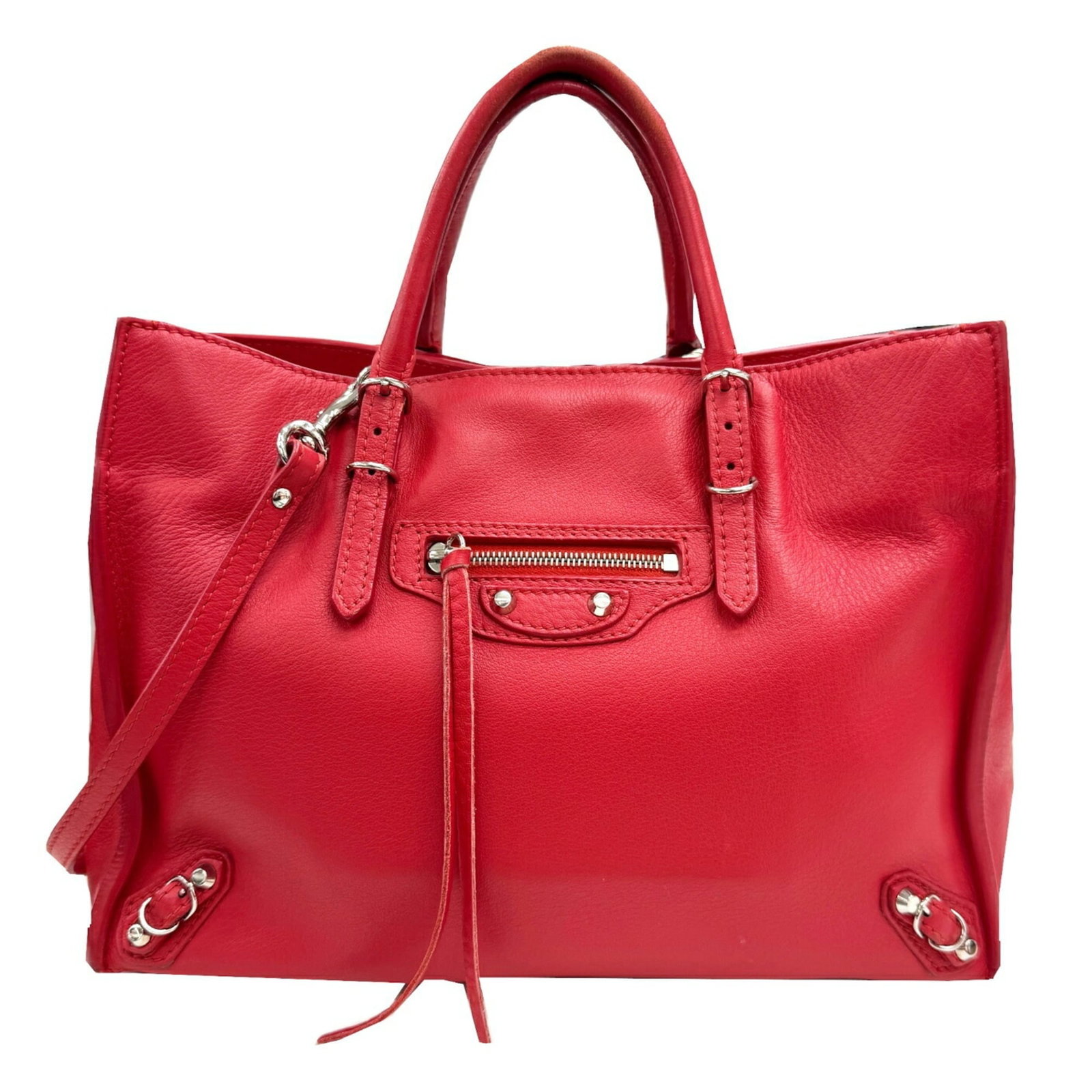 Balenciaga Handbag Shoulder Bag Leather: Balenciaga Handbag Shoulder Bag Leather The Balenciaga Handbag Shoulder Bag Leather features a striking red color and premium leather material. With its classic design and spacious interior, this