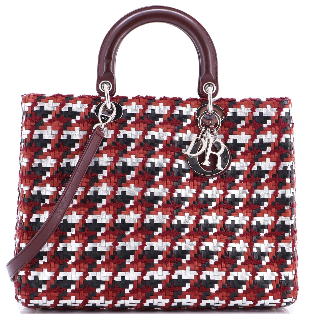 Dior Lady Tweed Leather Woven Bag Large Christian (1 of 8)