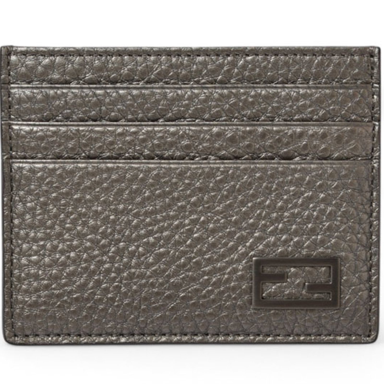 Fendi Card Case Leather: Fendi Card Case Leather The Fendi Card Case Leather is a mint condition, like new item made from high-quality leather in metallic gray. This stylish accessory features a sleek design that makes it