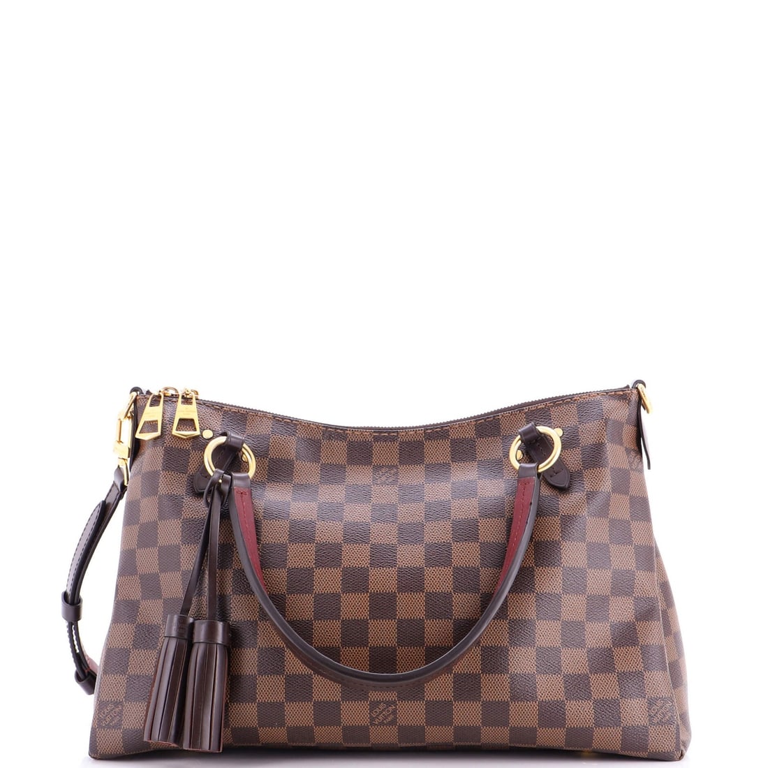 Damier Handbag Louis Vuitton Lymington: Damier Handbag Louis Vuitton Lymington The Damier Handbag Louis Vuitton Lymington boasts a classic design with a timeless canvas-coated exterior in rich brown. With its distinctive tassel and
