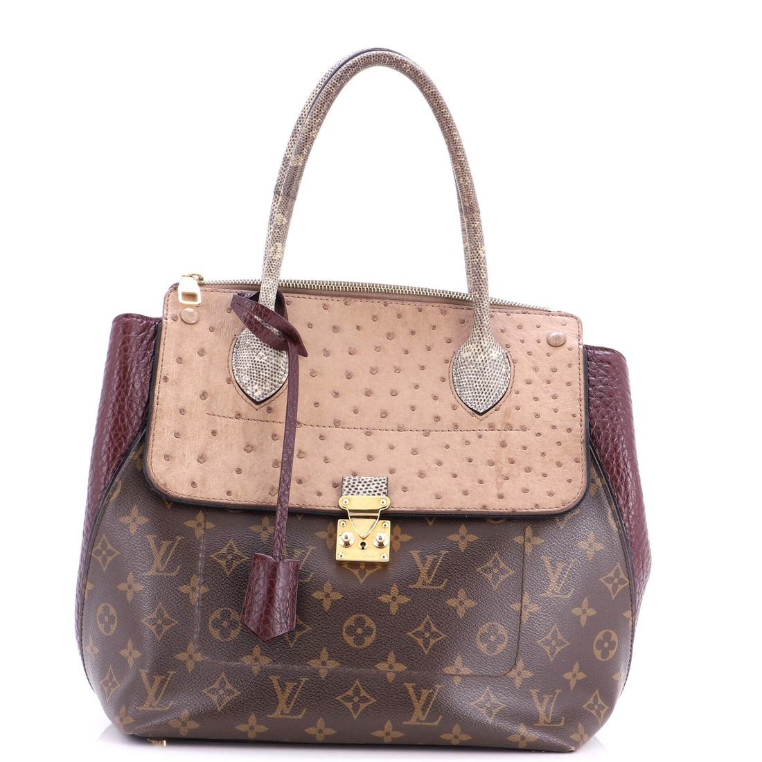 Majestueux Monogram Canvas Exotics Louis Vuitton Tote: Majestueux Monogram Canvas Exotics Louis Vuitton Tote The Majestueux Monogram Canvas Exotics Louis Vuitton Tote boasts a rich brown exterior with exotics leather, complemented by red interior and