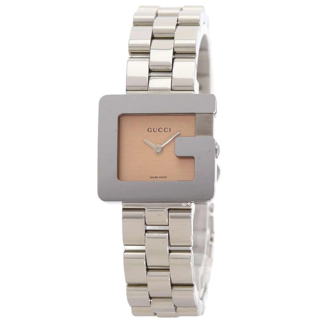 Guccisquarefacewatchesstainlesssteel: Guccisquarefacewatchesstainlesssteel Stainless steel construction provides durability and a sleek finish for this GUCCI watch. The analog display showcases time in a classic format, while the quartz m