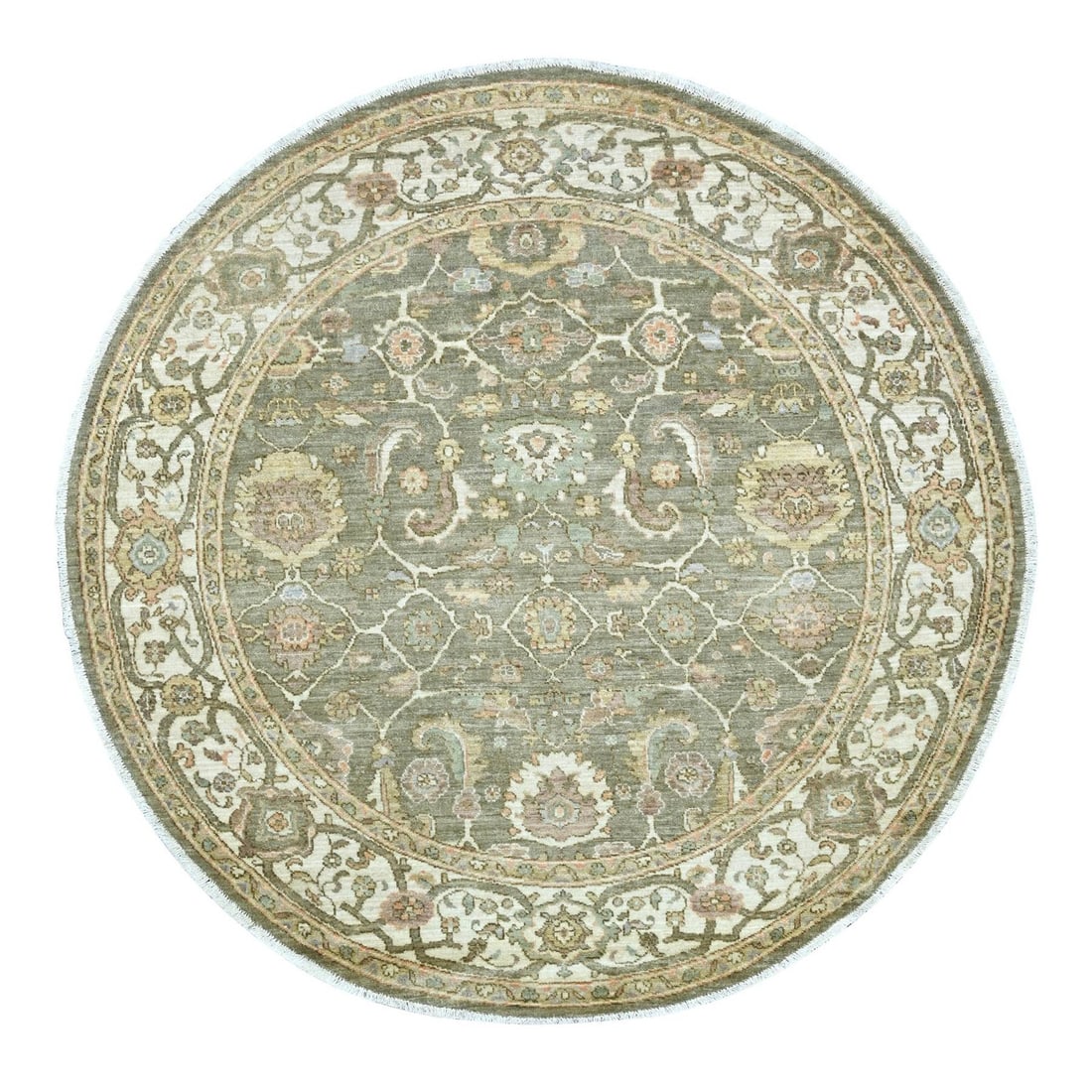 Peshawar green rug round wool knotted handmade by Ziegler Mahal design: Peshawar green rug round wool knotted handmade by Ziegler Mahal design The Peshawar green rug is a stunning example of traditional Afghan craftsmanship, featuring an all-over regional design in rich