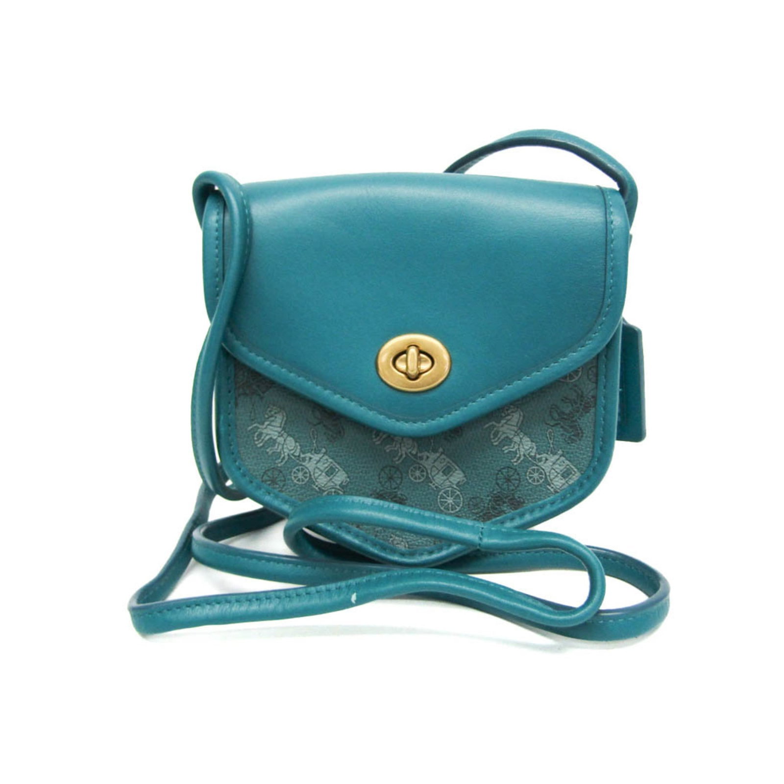 Coach Shoulder Bag Leather Pvc: Coach Shoulder Bag Leather Pvc This Coach shoulder bag features a unique blend of leather and PVC materials in a striking blue hue. With its turn lock closure and compact size, this versatile bag is p