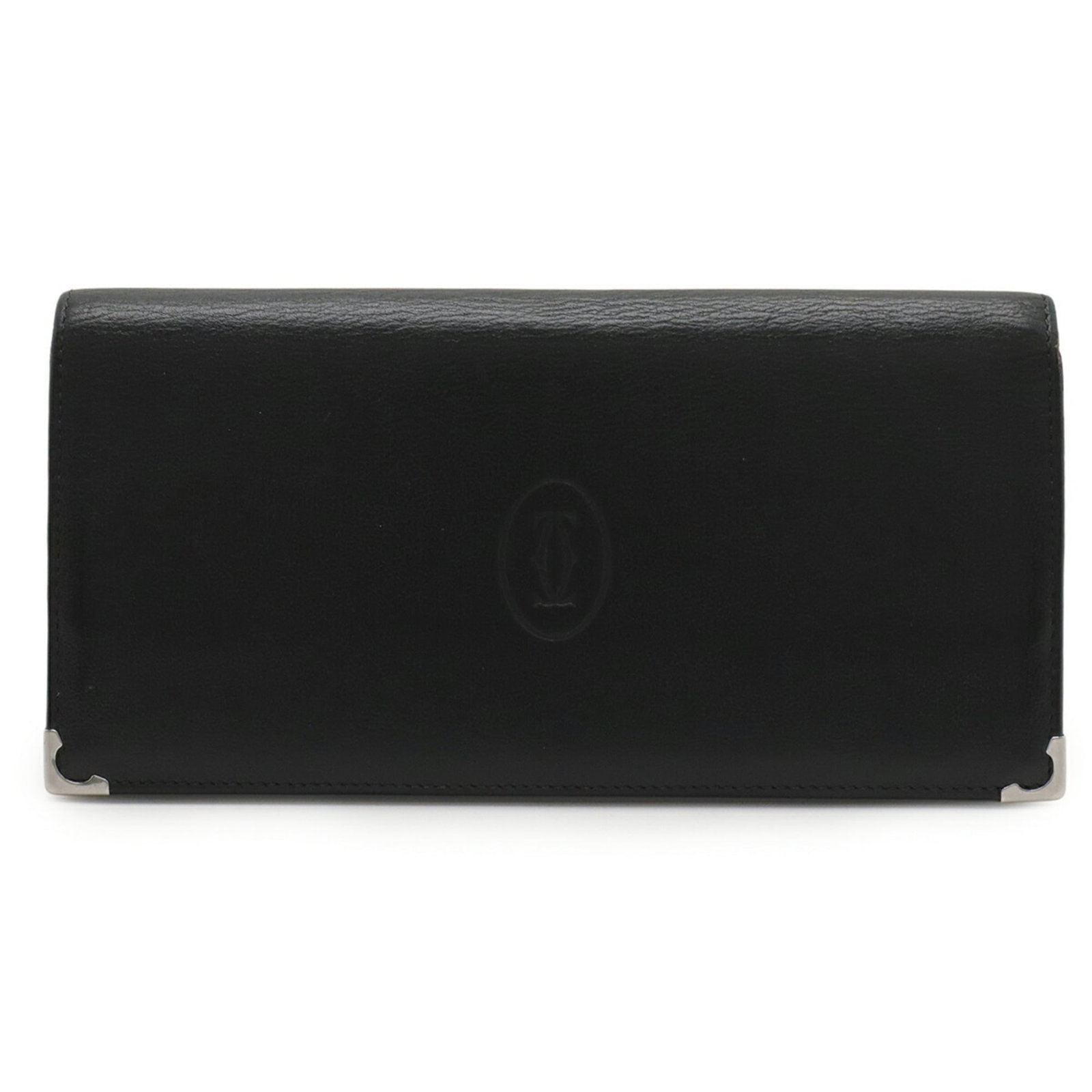 Cartier Long Bill Wallet (Bi-Fold) Cabochon: Cartier Long Bill Wallet (Bi-Fold) Cabochon The Cartier Long Bill Wallet (Bi-Fold) Cabochon boasts a sleek design with its bi-fold structure and cabochon material. This classic wallet features a black