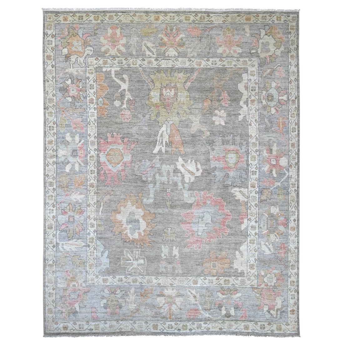 Afghan Wool Rug Hand Knotted Brown Leaf Design Oushak 911 (1 of 11)