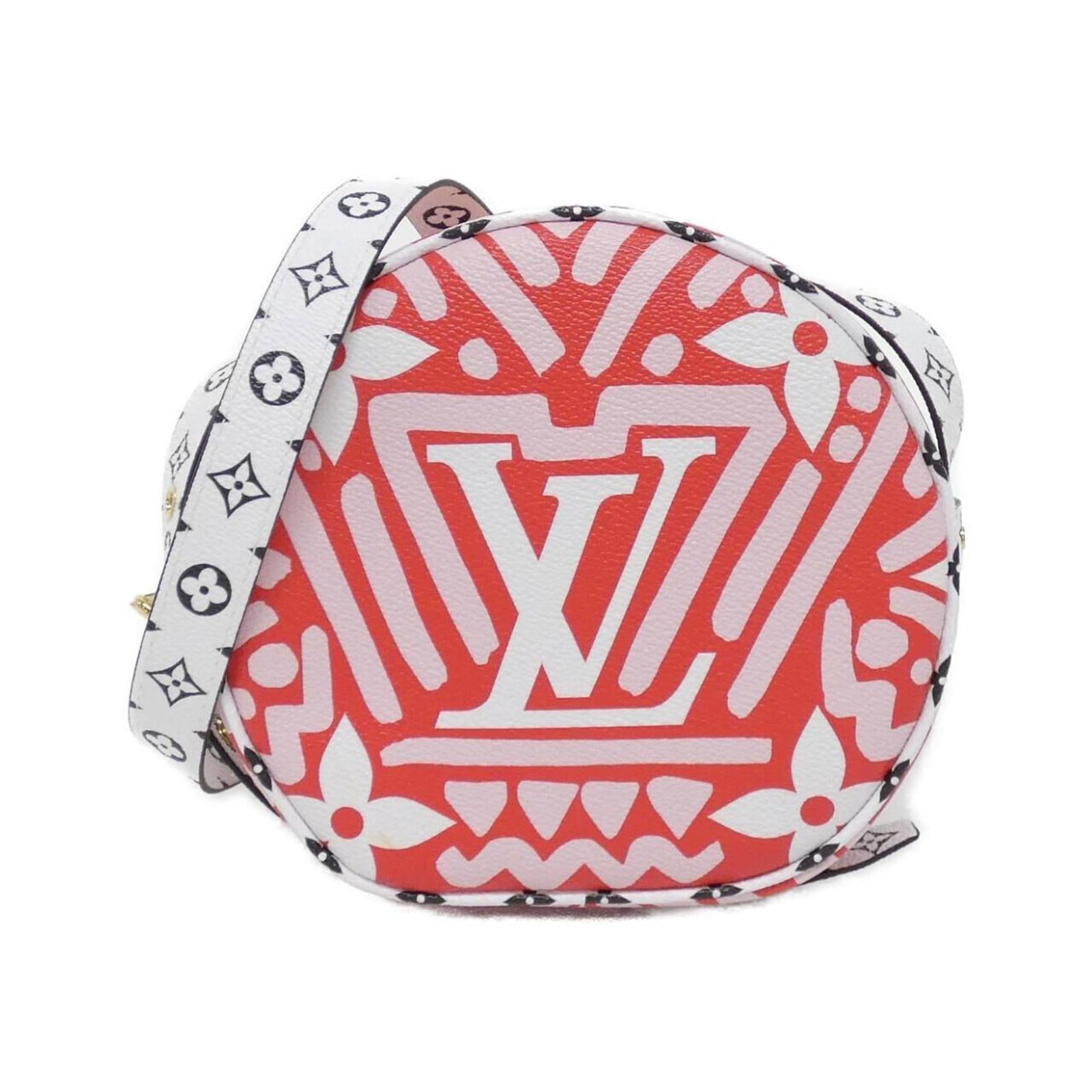 Louis Vuitton Shoulder Bag Coated Canvas: Louis Vuitton Shoulder Bag Coated Canvas Red Color, Rouge, White Louis Vuitton Shoulder Bag Coated Canvas. This used shoulder bag features coated canvas material and measures 16cm x 17cm x 7cm. With