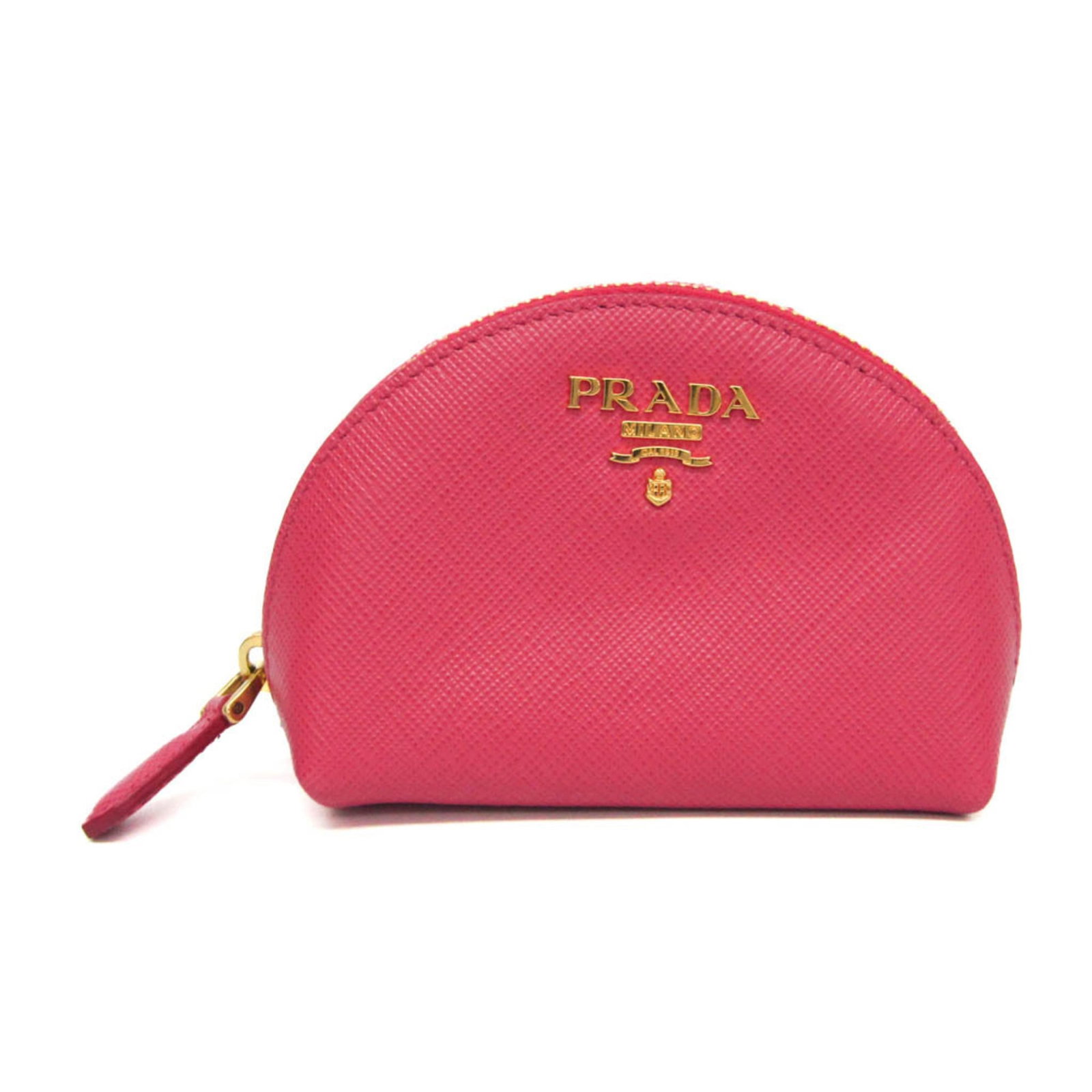 Prada Coin Purse/Coin Case Leather: Prada Coin Purse/Coin Case Leather The Prada Coin Purse/Coin Case Leather in pink features a sleek design with a zipper closure and an inner pocket for keyring organization. Its compact size makes it 