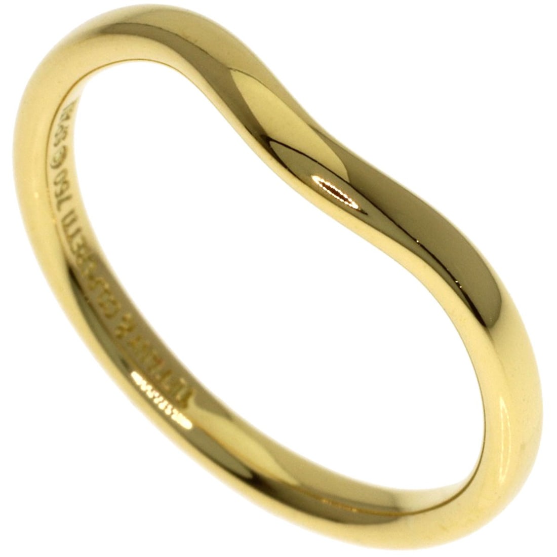 Tiffany & Co. Curved Band Ring in K18 Yellow Gold: Tiffany & Co. Curved Band Ring in K18 Yellow Gold Tiffany & Co.'s curved band ring in K18 yellow gold is a masterful blend of form and function. This exquisite piece boasts a sleek, curved design