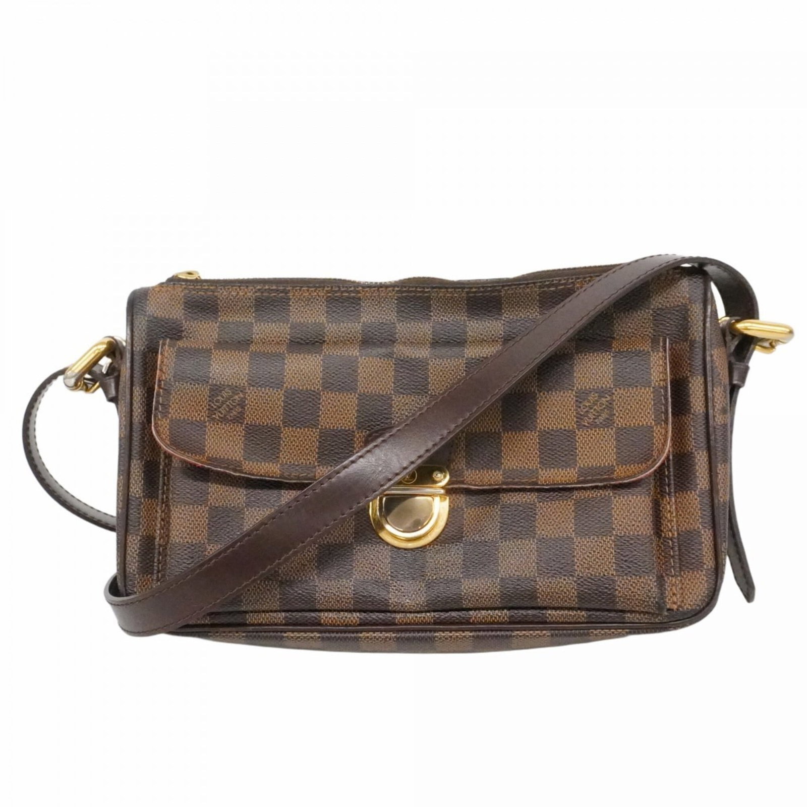 Louis Vuitton Shoulder Bag: Louis Vuitton Shoulder Bag Used Louis Vuitton Shoulder Bag with Ebene color. The bag features a classic design and measures 15cm x 25cm x 7.5cm. It shows signs of usage and has some damages/dirt, but