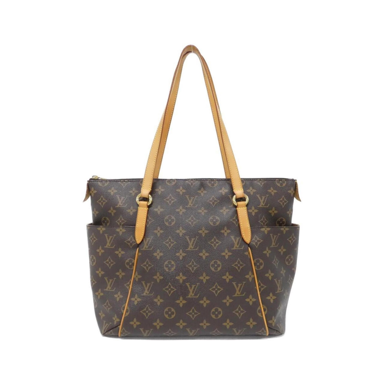 Louis Vuitton Handbag Coated Canvas: Louis Vuitton Handbag Coated Canvas Coated canvas construction provides durability and style. This Louis Vuitton handbag features brown color with some scratches and dirt, giving it a worn-in look. Ov