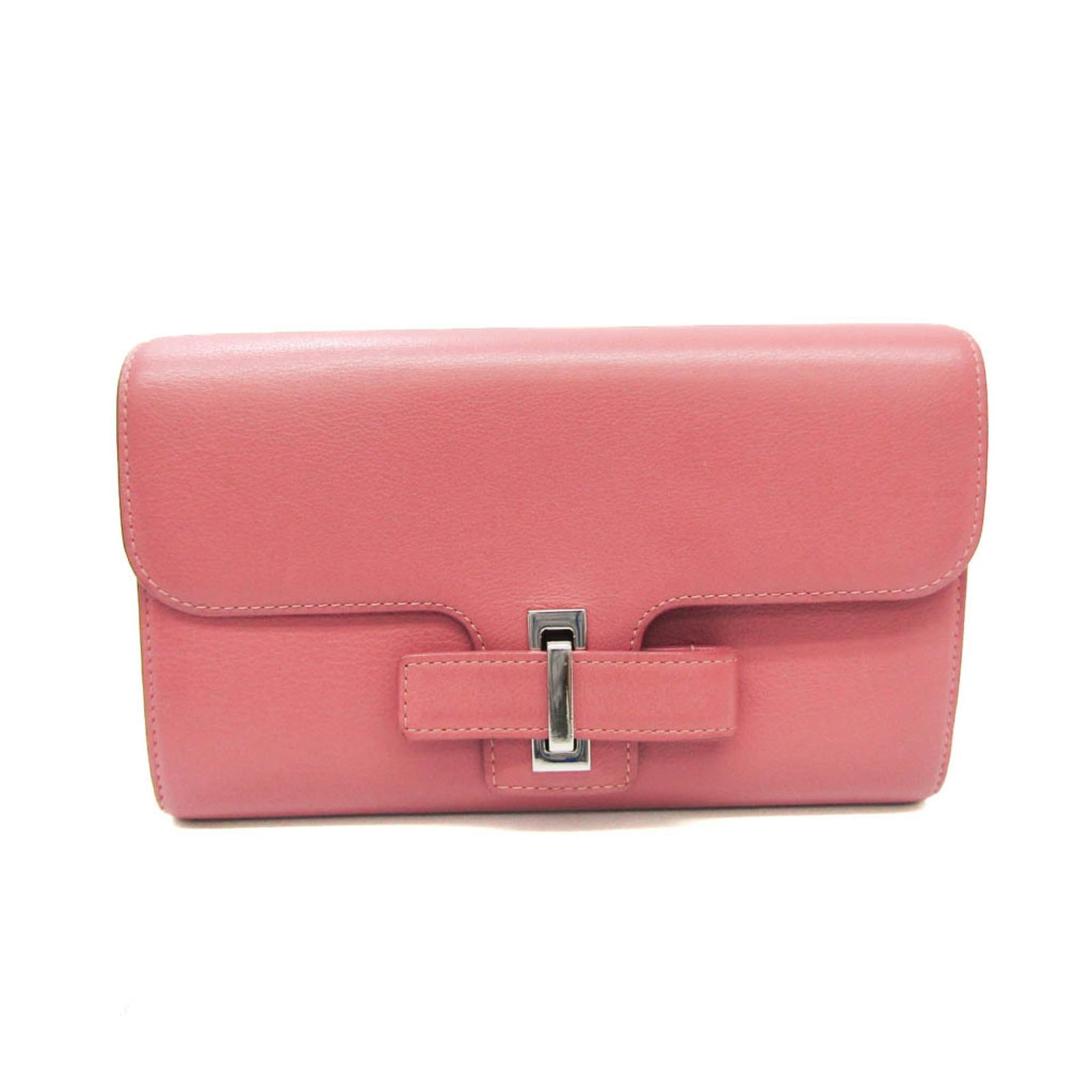 Delvaux Long Wallet (Bi-Fold) Leather: Delvaux Long Wallet (Bi-Fold) Leather The Delvaux Long Wallet (Bi-Fold) Leather features a soft pink leather exterior with a bi-fold design, making it a stylish and functional accessory. With its