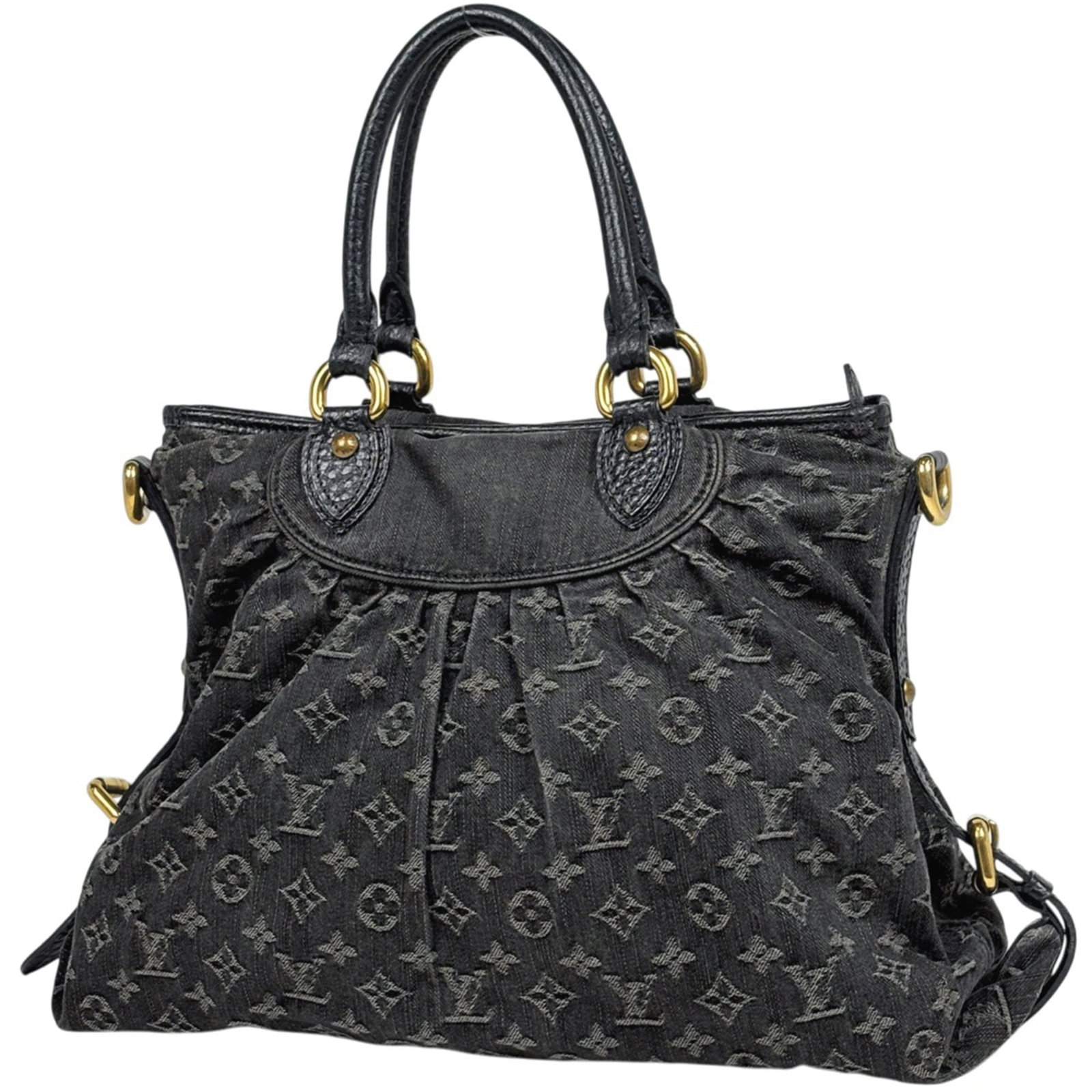 Louis Vuitton Handbag Monogram Denim: Louis Vuitton Handbag Monogram Denim This Louis Vuitton Handbag Monogram Denim features the iconic monogram pattern in black and gold hardware, with a sturdy zipper closure. The denim material has