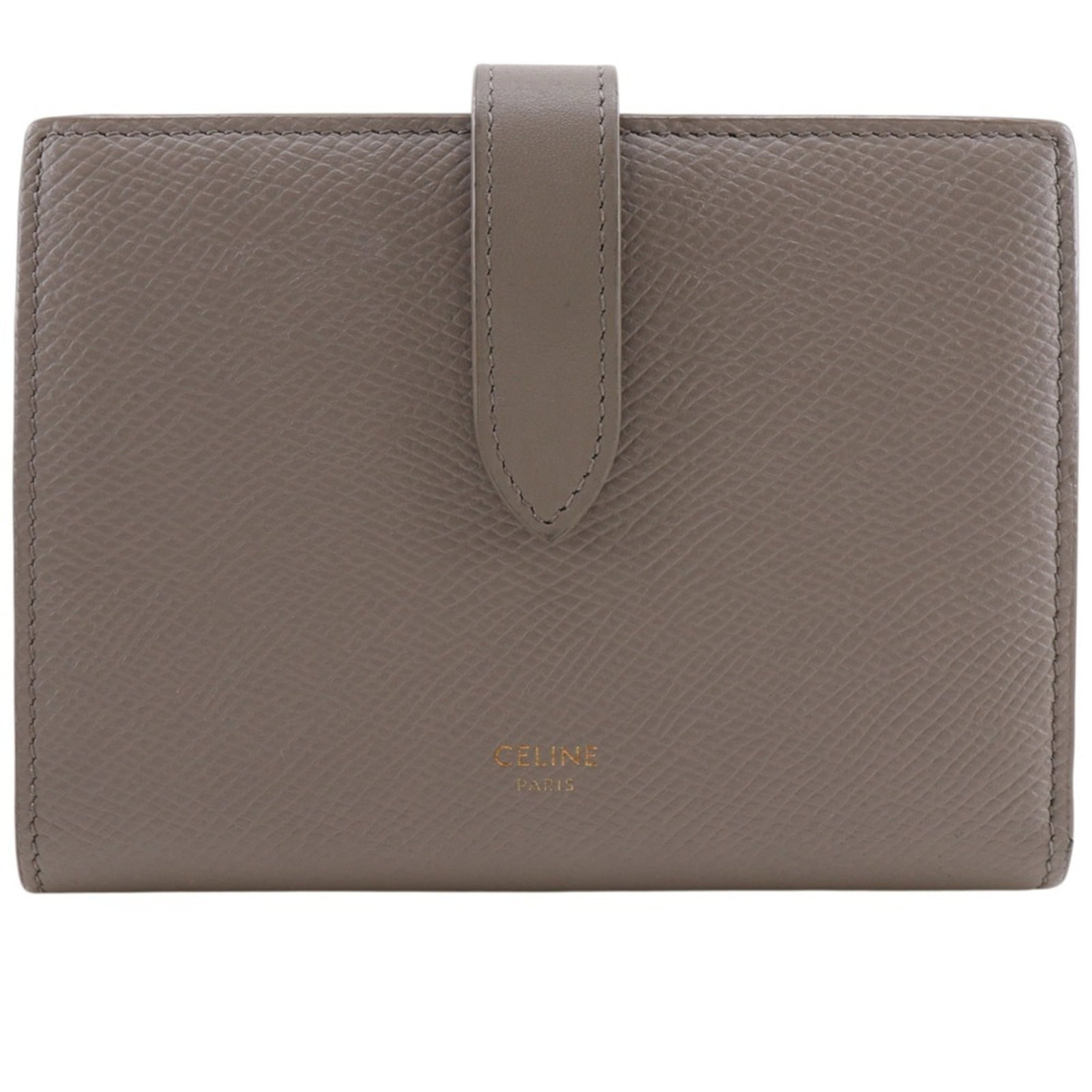 Celine Wallet (Bi-Fold) Leather: Celine Wallet (Bi-Fold) Leather This Celine bi-fold leather wallet features a classic design with a grayish color and measures 10.5cm x 14cm x 2cm. With its used condition showing traces of usage and 