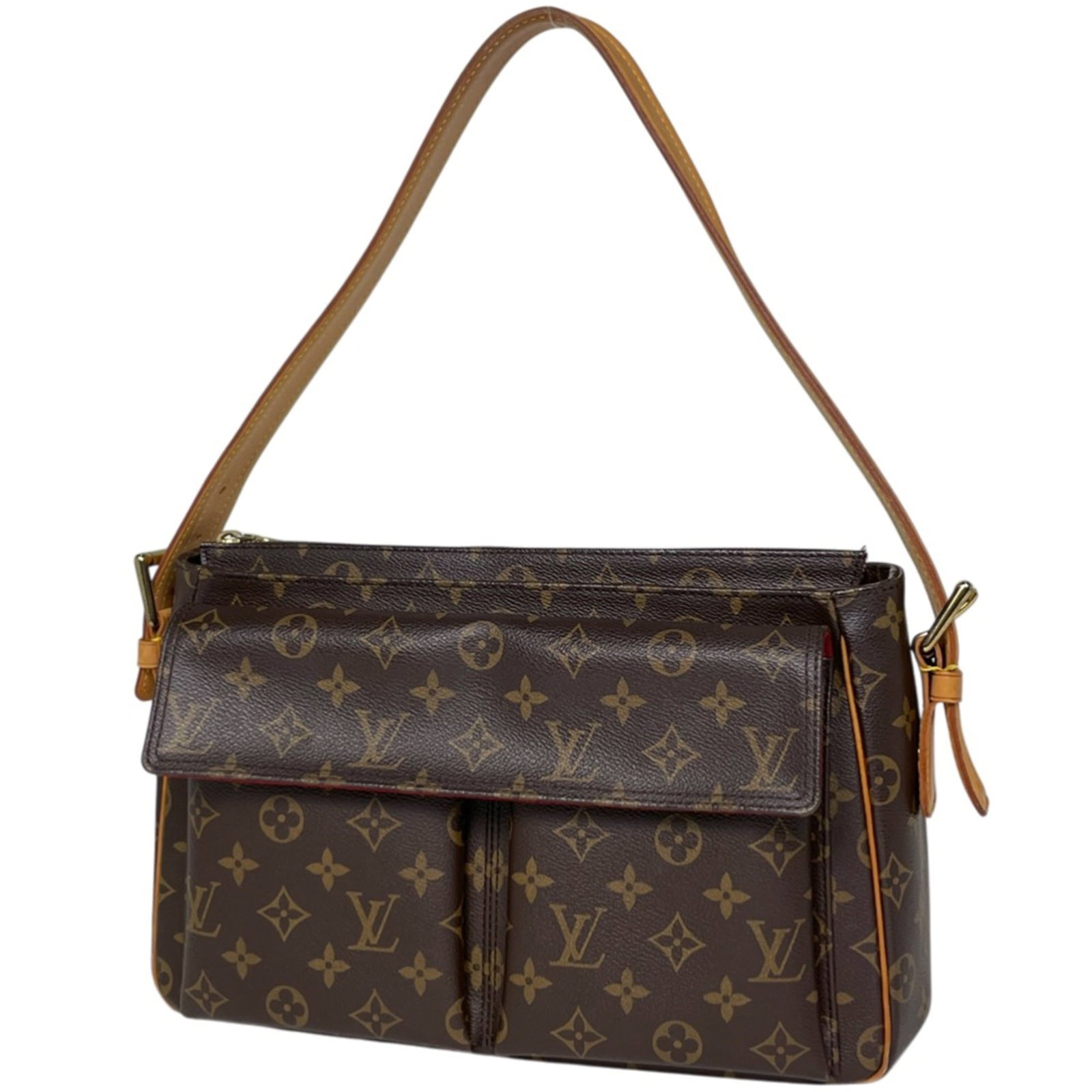 Louis Vuitton Shoulder Bag Monogram: Louis Vuitton Shoulder Bag Monogram Brown Louis Vuitton shoulder bag with monogram pattern, featuring a classic design and timeless style. Measuring 23cm x 32cm x 10cm, this used bag shows traces of u