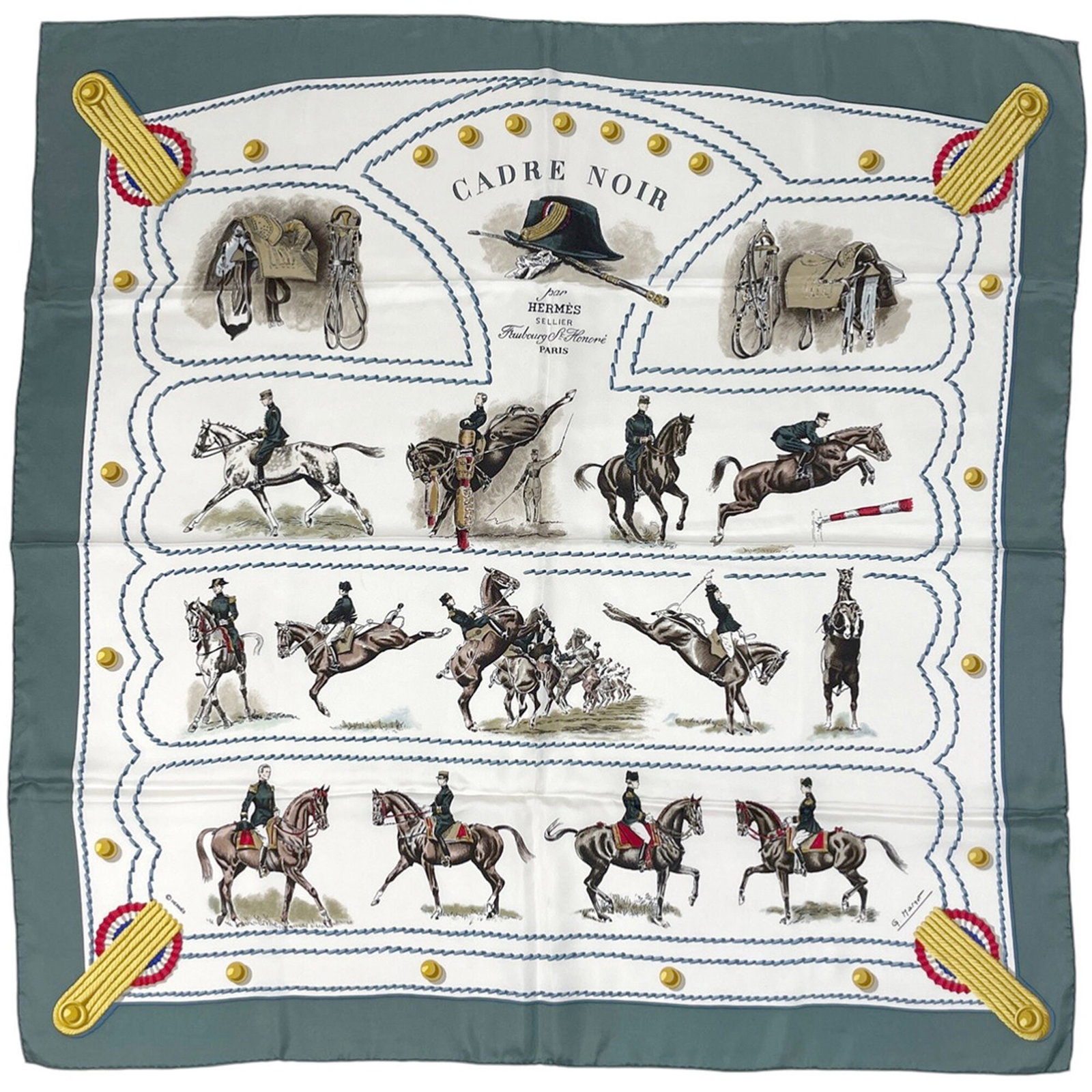 Hermes Scarf Silk: Hermes Scarf Silk This Herm?s silk scarf features a vibrant green and multi-color design, showcasing the iconic brand's signature style. With its classic size and durable material, this scarf remains 