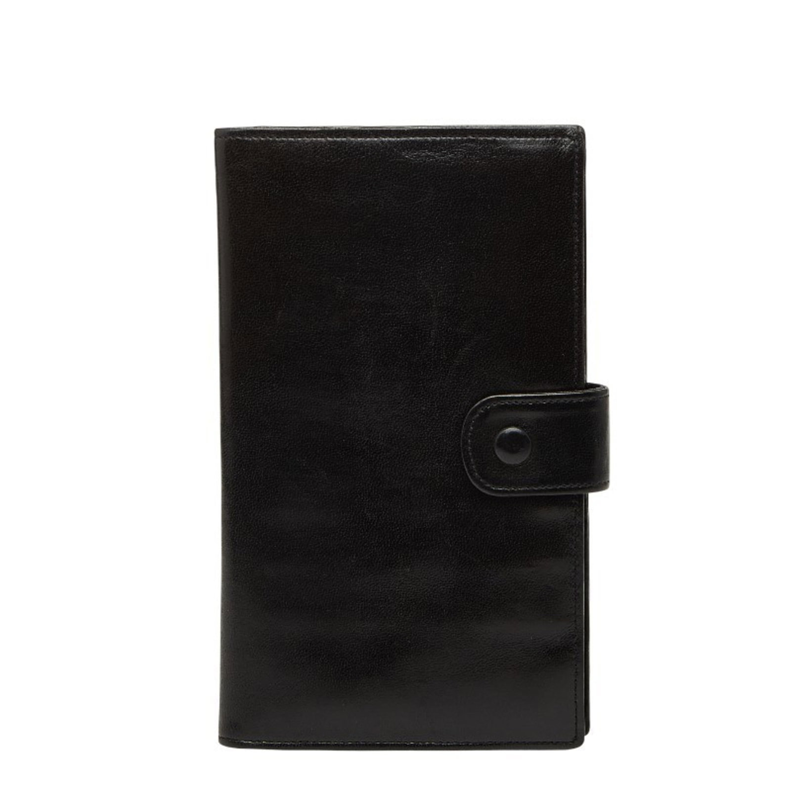 Chanel Long Wallet (Bi-Fold) Leather: Chanel Long Wallet (Bi-Fold) Leather The Chanel Long Wallet in black lambskin leather features a sleek bi-fold design, perfect for everyday use. With its classic style and timeless appeal, this long