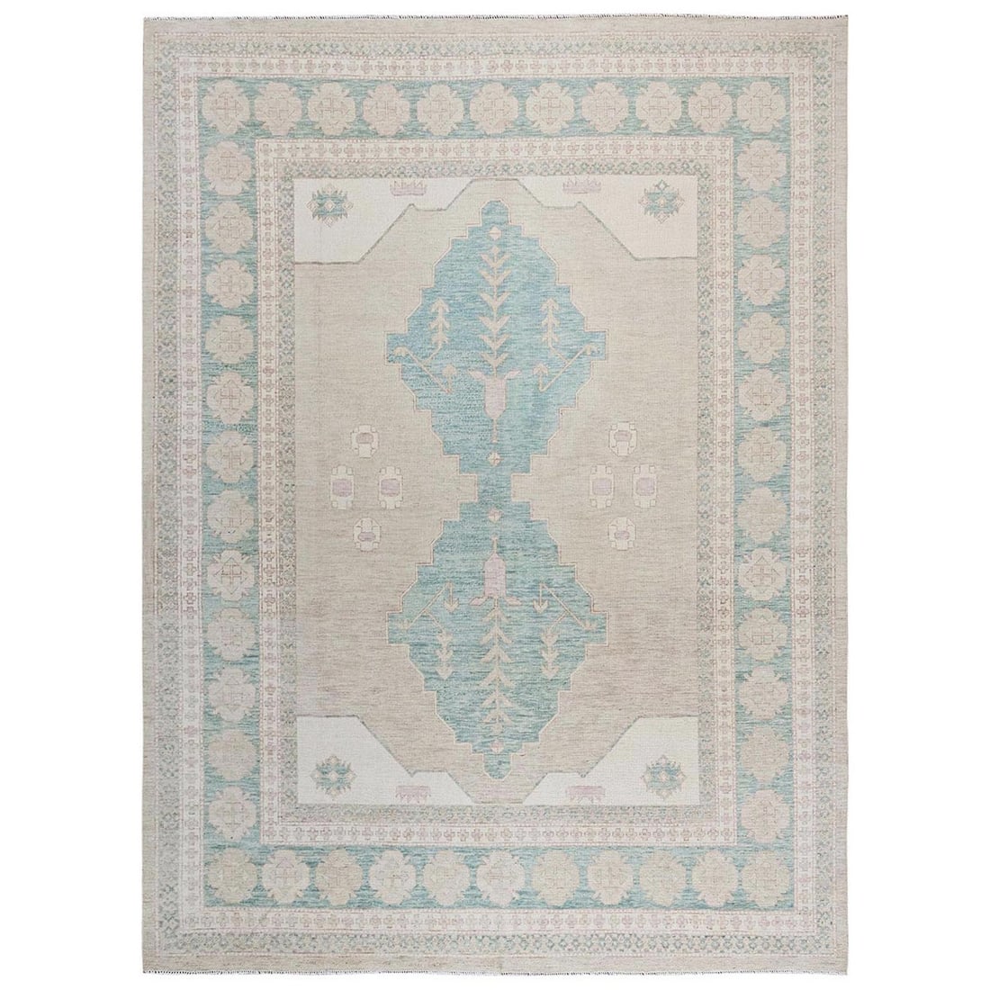 Irish Brown Anatolian Pure Wool Rug: Irish Brown Anatolian Pure Wool Rug Authentic Anatolian-style hand-knotted wool rug from Afghanistan, featuring a traditional geometric design in rich brown and ivory colors. Made from high-quality pu