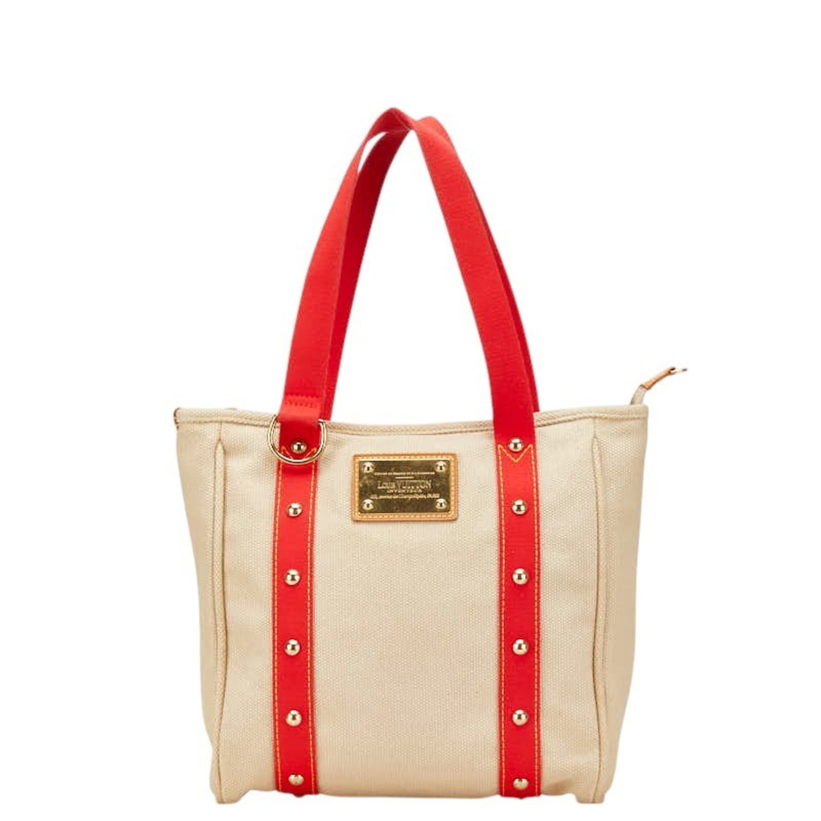 Louis Vuitton Shoulder Bag Tote Bag Canvas: Louis Vuitton Shoulder Bag Tote Bag Canvas The Louis Vuitton Shoulder Bag Tote Bag Canvas in beige and red is a stylish and versatile accessory. Featuring an open outer pocket and open closure, this c