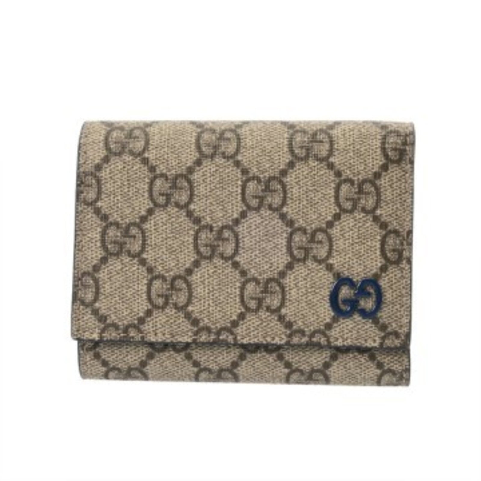 Gucci Wallet (Tri-Fold) Gg Supreme Leather: Gucci Wallet (Tri-Fold) Gg Supreme Leather Gucci's iconic Tri-Fold wallet features premium Gg Supreme leather in a stylish Beige and Dark Blue color combination. With its classic design and durable co