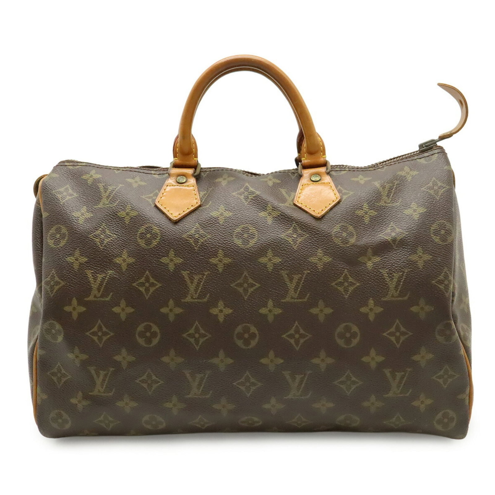Louis Vuitton Handbag Monogram: Louis Vuitton Handbag Monogram The Louis Vuitton Monogram handbag boasts its iconic brown monogram pattern and classic design. Measuring 23cm x 36cm x 18.5cm, this used handbag has visible traces of u