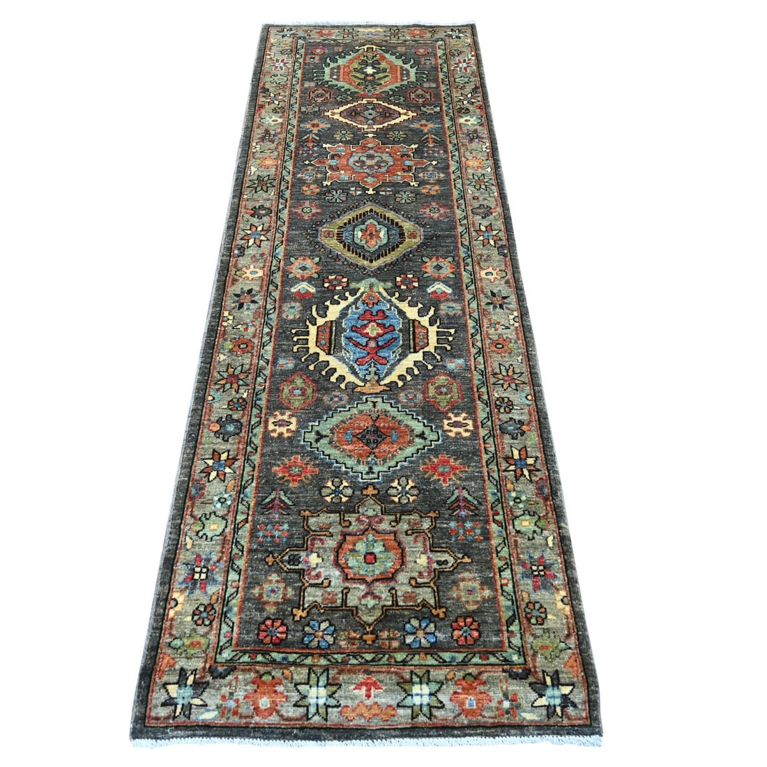 Strict Rules Apply for Original Peshawar Brown Wool Runner Rug (1 of 6)