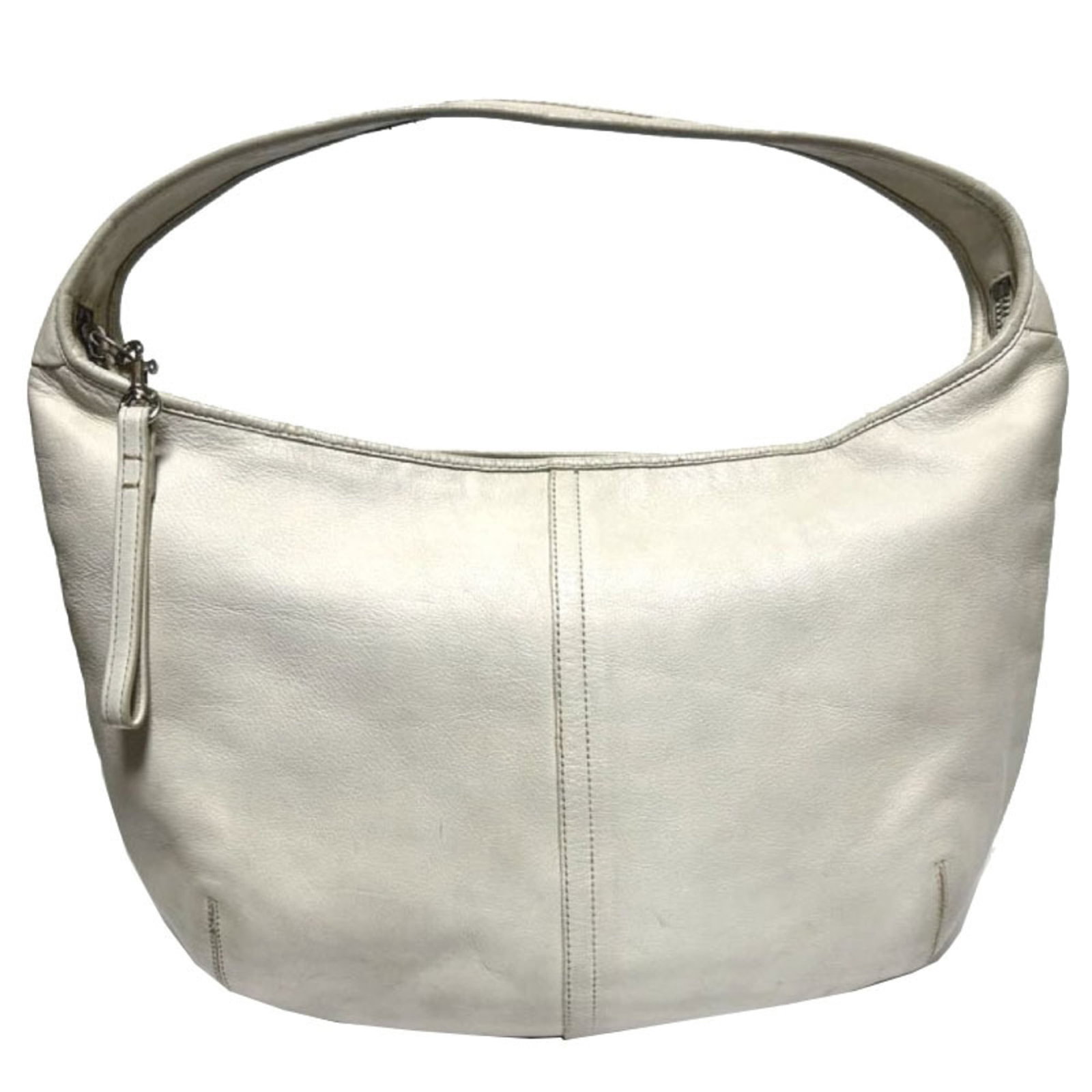Coach Shoulder Bag Leather: Coach Shoulder Bag Leather This Coach leather shoulder bag features a crisp white finish and measures 22cm x 38cm x 15cm. With its classic design and durable leather material, this bag has been well-w