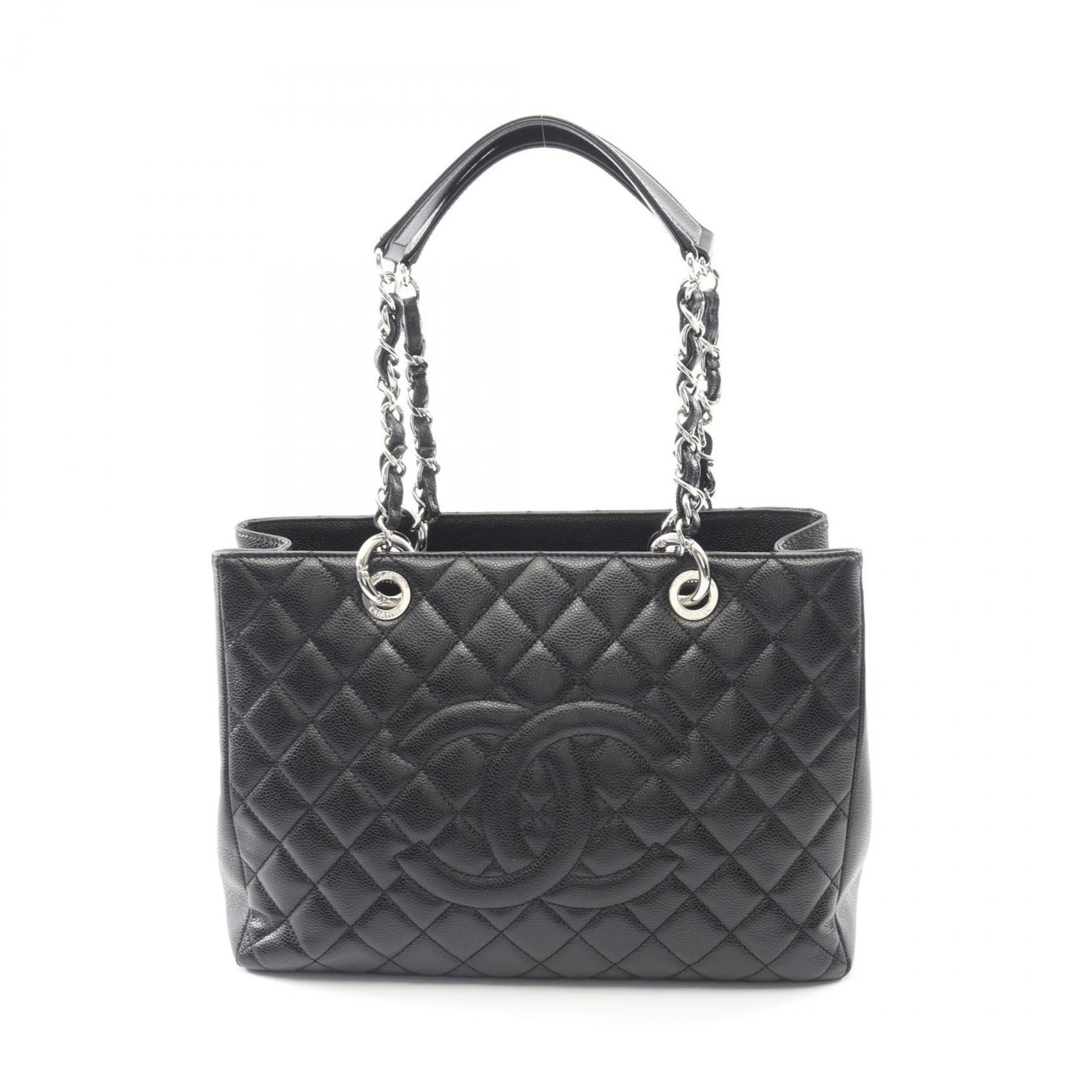 Chanel Tote Bag Leather: Chanel Tote Bag Leather Black Grained Calfskin Chanel Tote Bag in excellent used condition, featuring a classic design with some subtle scratches and minor dirt marks. Made from high-quality leather, 