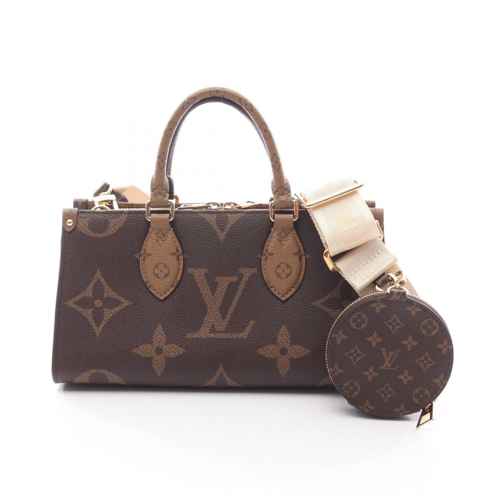 Louis Vuitton Handbag Coated Canvas: Louis Vuitton Handbag Coated Canvas Brown Louis Vuitton Handbag Coated Canvas for Women. Made from coated canvas, this classic handbag features a timeless monogram reverse design and measures 14cm x 2