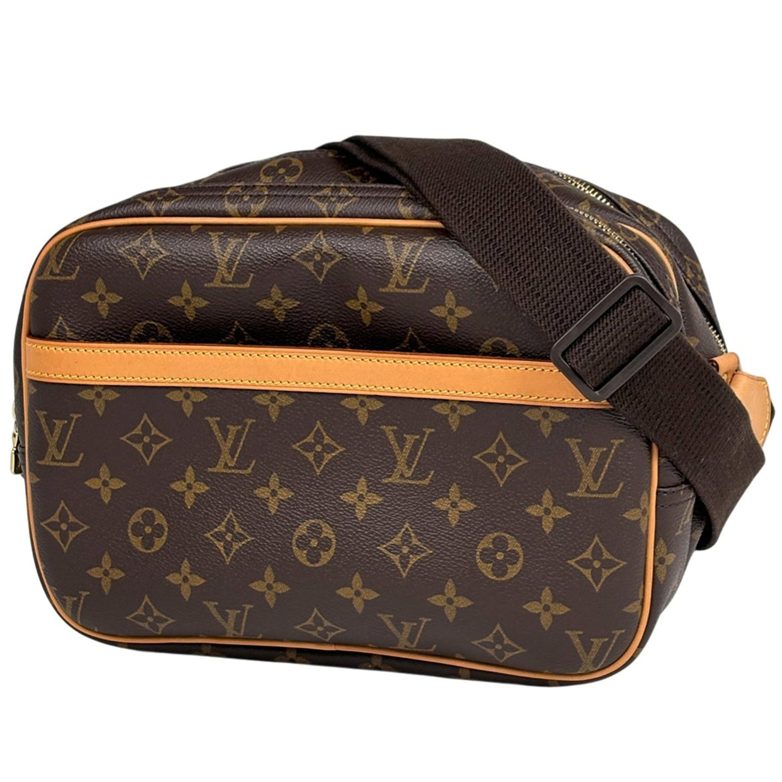 Louis Vuitton Shoulder Bag Monogram: Louis Vuitton Shoulder Bag Monogram Brown Louis Vuitton Monogram Shoulder Bag with Traces of Usage. This classic shoulder bag features the iconic monogram pattern and has a size of 21cm x 28cm x 11cm.