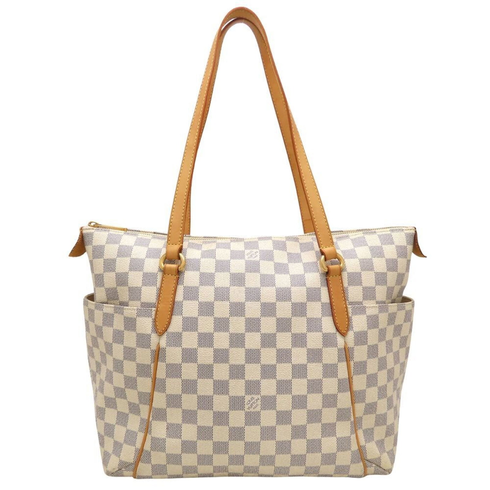 Louis Vuitton Tote Bag Damier Canvas: Louis Vuitton Tote Bag Damier Canvas Damier canvas pattern adds visual interest to this pre-owned Louis Vuitton tote bag. The Azur color provides a timeless and elegant touch, while the used