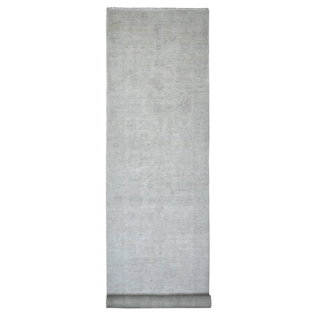 Afghan Angora Leaf Design 4 Hand Knotted Wool Runner Rug White 8x19 41: Afghan Angora Leaf Design 4 Hand Knotted Wool Runner Rug White 8x19 41 Hand-knotted with exceptional craftsmanship, this stunning Afghan Angora Leaf design rug boasts intricate wool patterns in ivory 