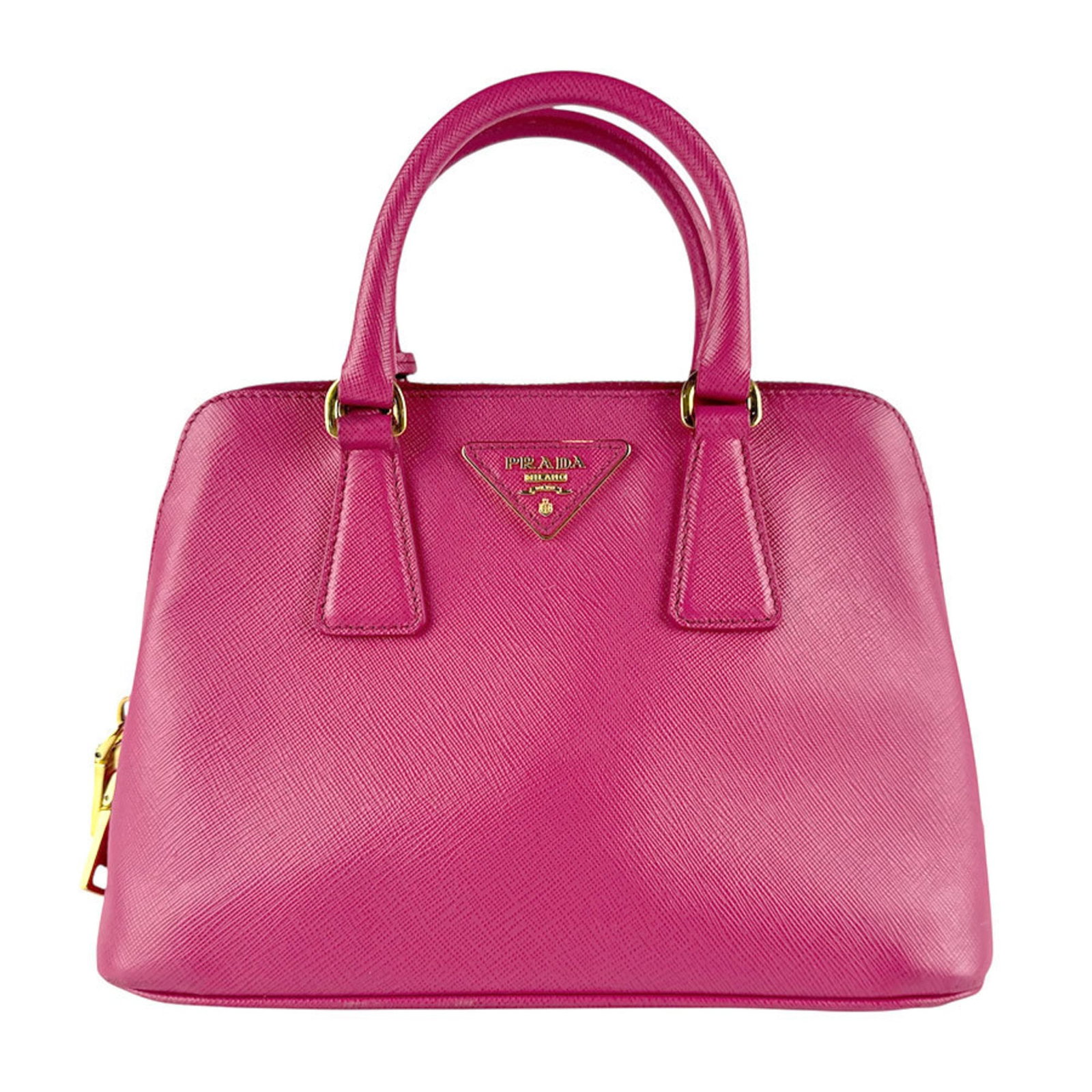 Prada Handbag Shoulder Bag Leather: Prada Handbag Shoulder Bag Leather This Prada handbag shoulder bag features a beautiful pink leather exterior with a classic zipper closure. With its spacious interior and adjustable strap length of 1