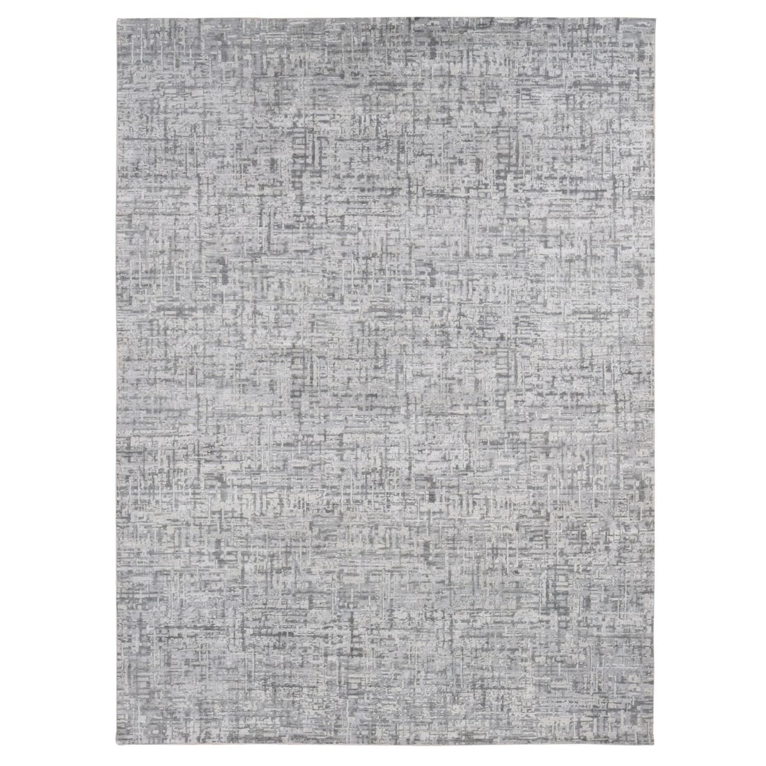 Matrix Gray Silk Wool Hand Knotted Rug Strict Rules: Matrix Gray Silk Wool Hand Knotted Rug Strict Rules Hand-knotted with precision and elegance, this stunning Matrix Gray Silk Wool rug boasts a modern aesthetic and intricate oriental design. Made from