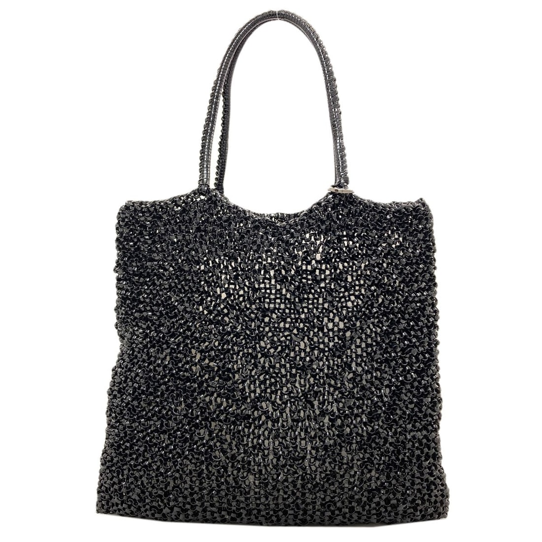 Handbag Anteprima Wire Pvc Bag: Handbag Anteprima Wire Pvc Bag Black PVC Handbag with Anteprima Style. This handbag features an exterior made of PVC and has a black color. The Anteprima style is evident in its design, showcasing the