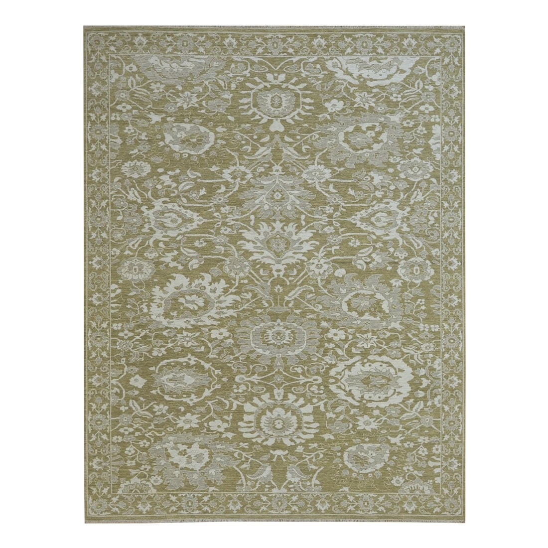 Green Ziegler Mahal Large Flowers All Wool Hand Knotted Rug (1 of 11)