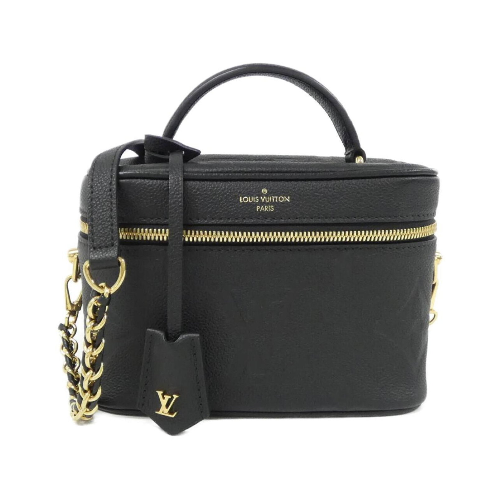 Louis Vuitton Handbag Leather: Louis Vuitton Handbag Leather Authentic Louis Vuitton Handbag Leather in Black Calf Leather with Gold Hardware. This used handbag features a few traces of usage and some scratches/dirt, but remains in