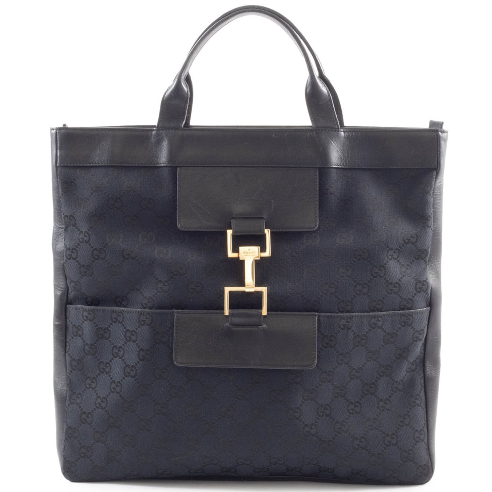 Gucci Handbag Gg Canvas Leather: Gucci Handbag Gg Canvas Leather Gucci's iconic GG canvas leather handbag boasts a sleek black finish and durable design. Measuring 34cm x 35cm x 4cm, this versatile bag features a sturdy zipper