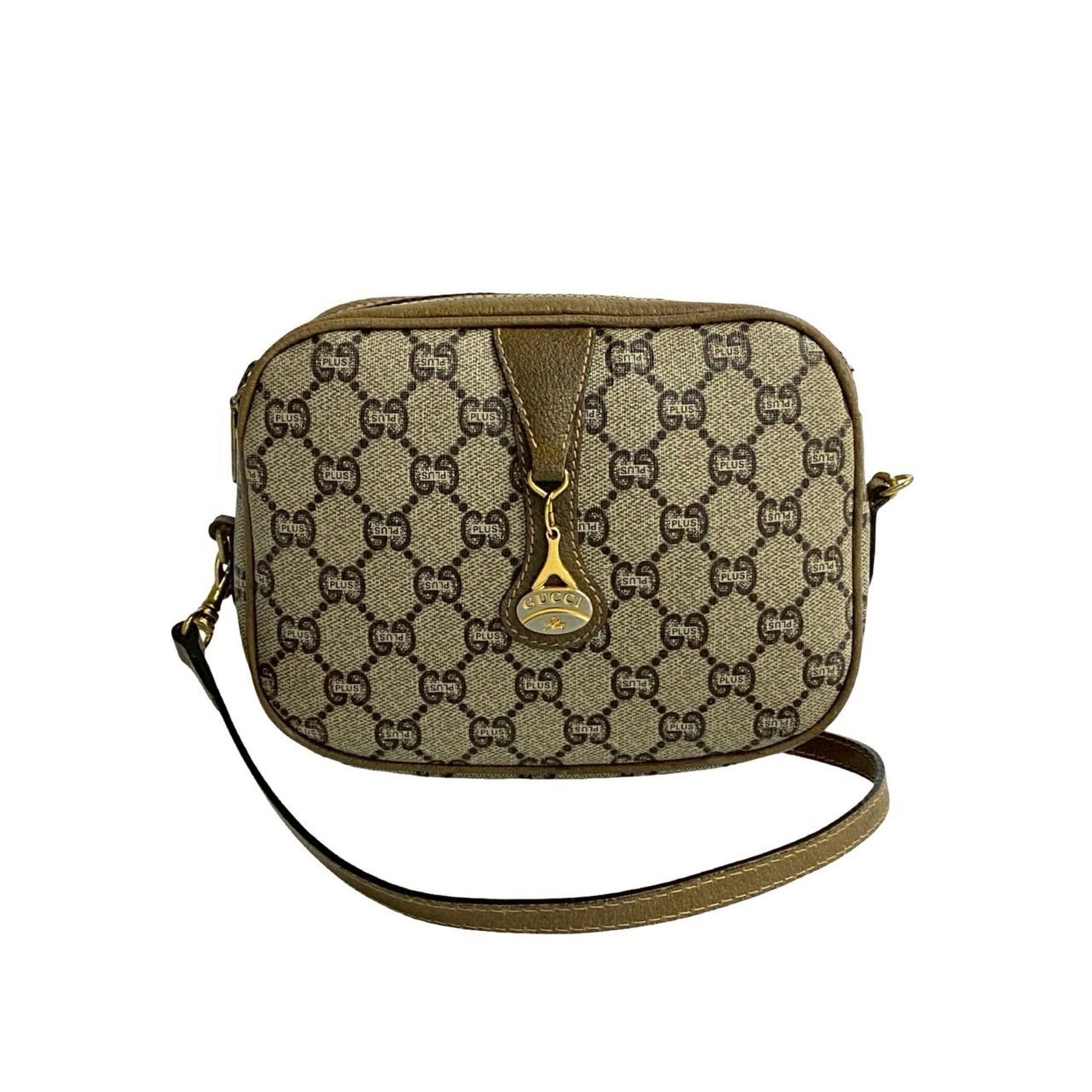Gucci Pochette Shoulder Bag Leather Pvc: Gucci Pochette Shoulder Bag Leather Pvc The Gucci Pochette Shoulder Bag Leather Pvc features a classic design with a mix of leather and PVC materials, creating a unique look. With its brown color and 