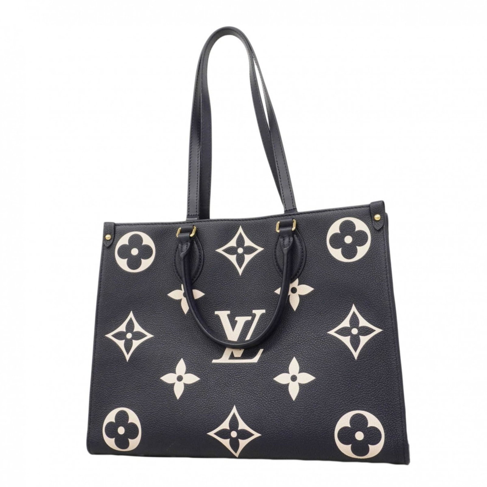 Louis Vuitton Tote Bag: Louis Vuitton Tote Bag Used Louis Vuitton Tote Bag in blue and cream color. The bag measures 26cm x 34.5cm x 15cm and shows traces of usage with scratches and dirt. Overall, the condition is good desp