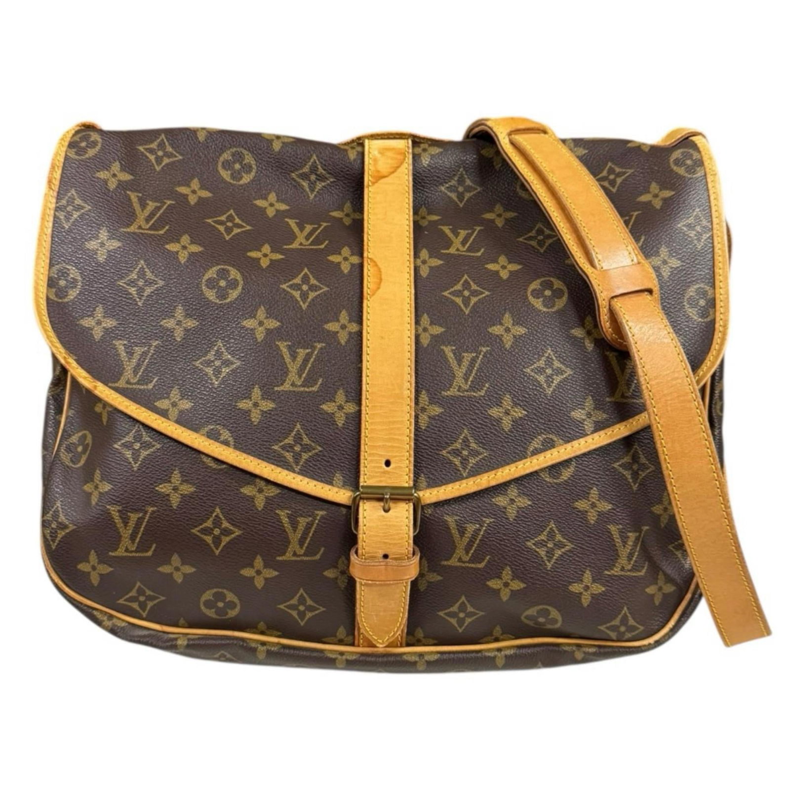 Louis Vuitton Shoulder Bag Monogram Canvas: Louis Vuitton Shoulder Bag Monogram Canvas The Louis Vuitton Shoulder Bag Monogram Canvas features the iconic brand's signature monogram pattern in rich brown canvas. Measuring 26cm x 35cm x 24cm, thi