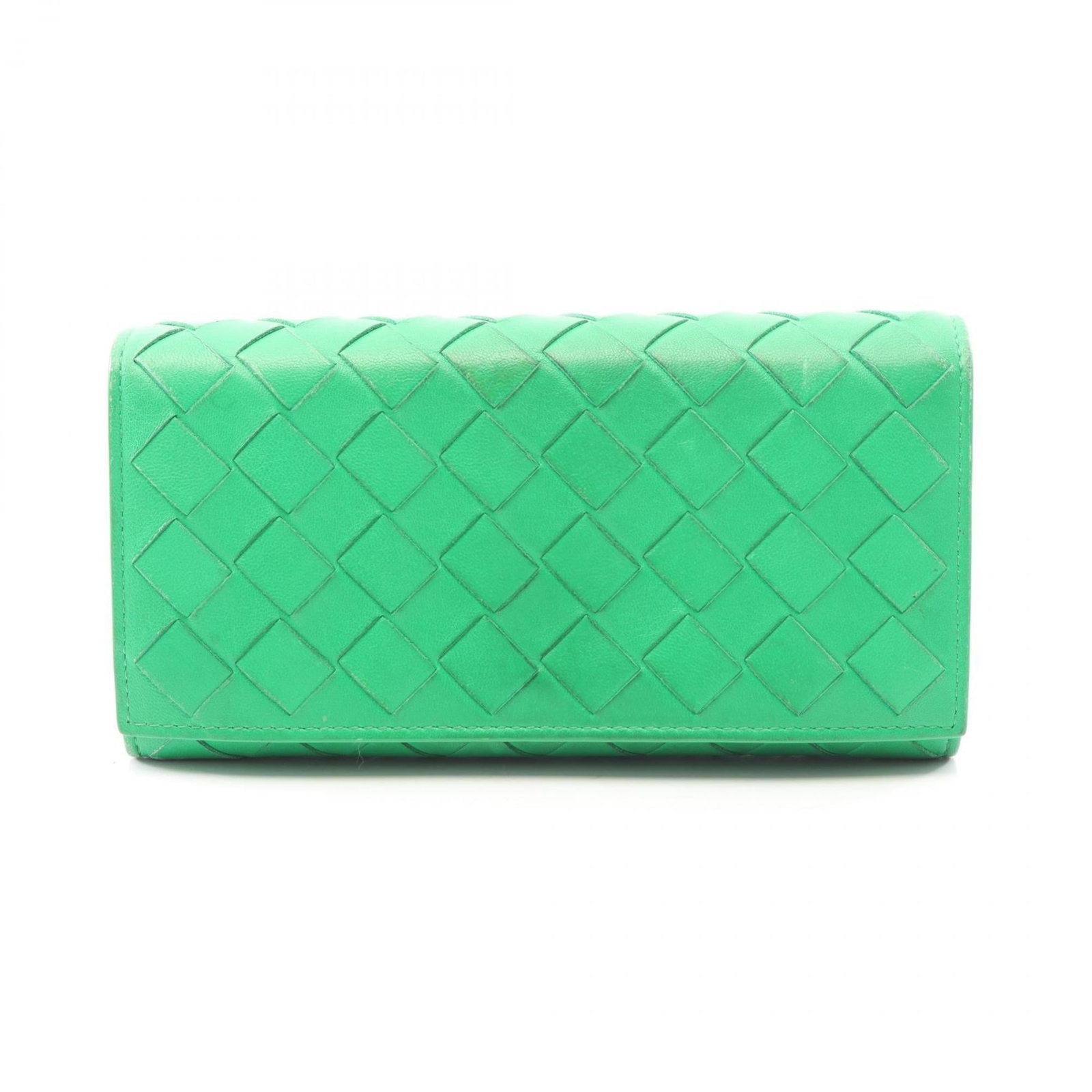 Bottega Veneta Long Wallet (Bi-Fold) Leather: Bottega Veneta Long Wallet (Bi-Fold) Leather The Bottega Veneta Long Wallet (Bi-Fold) Leather features a classic design with a green leather exterior, showcasing subtle signs of usage. With its bi-fol