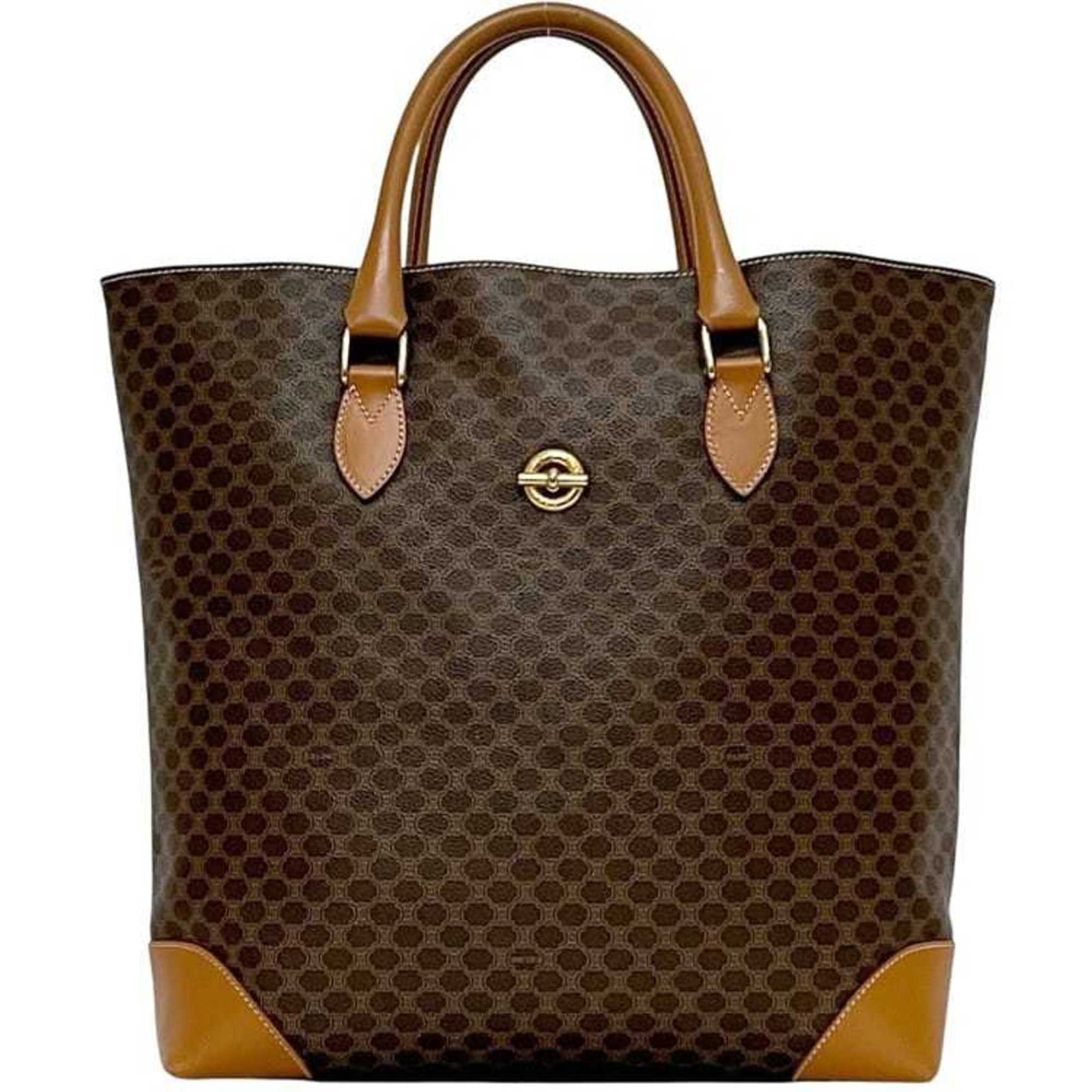 Celine Tote Bag Pvc Leather: Celine Tote Bag Pvc Leather The Celine Tote Bag Pvc Leather is a versatile and stylish accessory with a brown color and distinctive pvc leather material. Measuring 36cm x 44cm x 10.5cm, this tote bag 