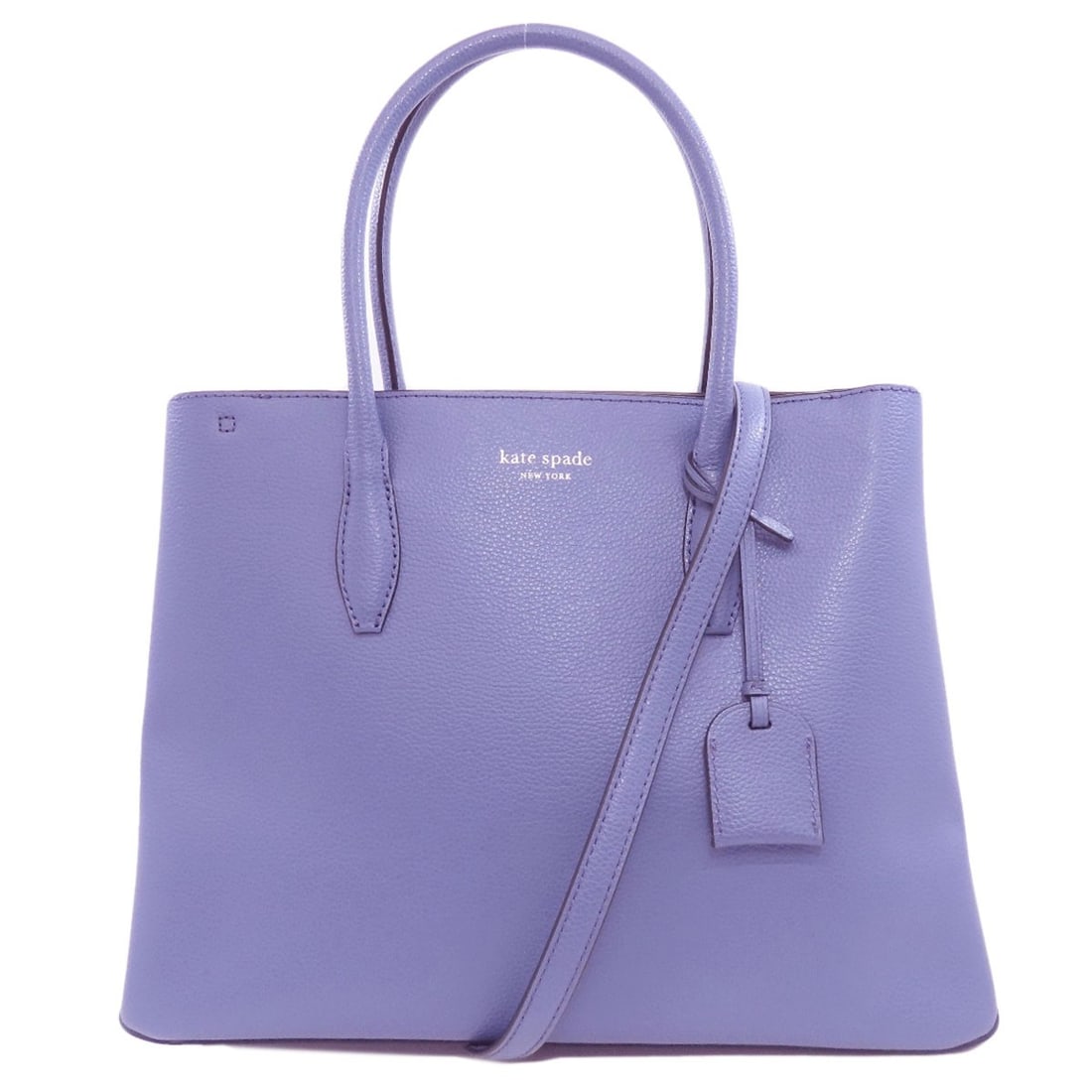 Strict Rules use only words from original title: Strict Rules use only words from original title Blue Leather Kate Spade Tote Bag. This tote features blue leather exterior and is made of high-quality materials. The bag's classic design makes it a